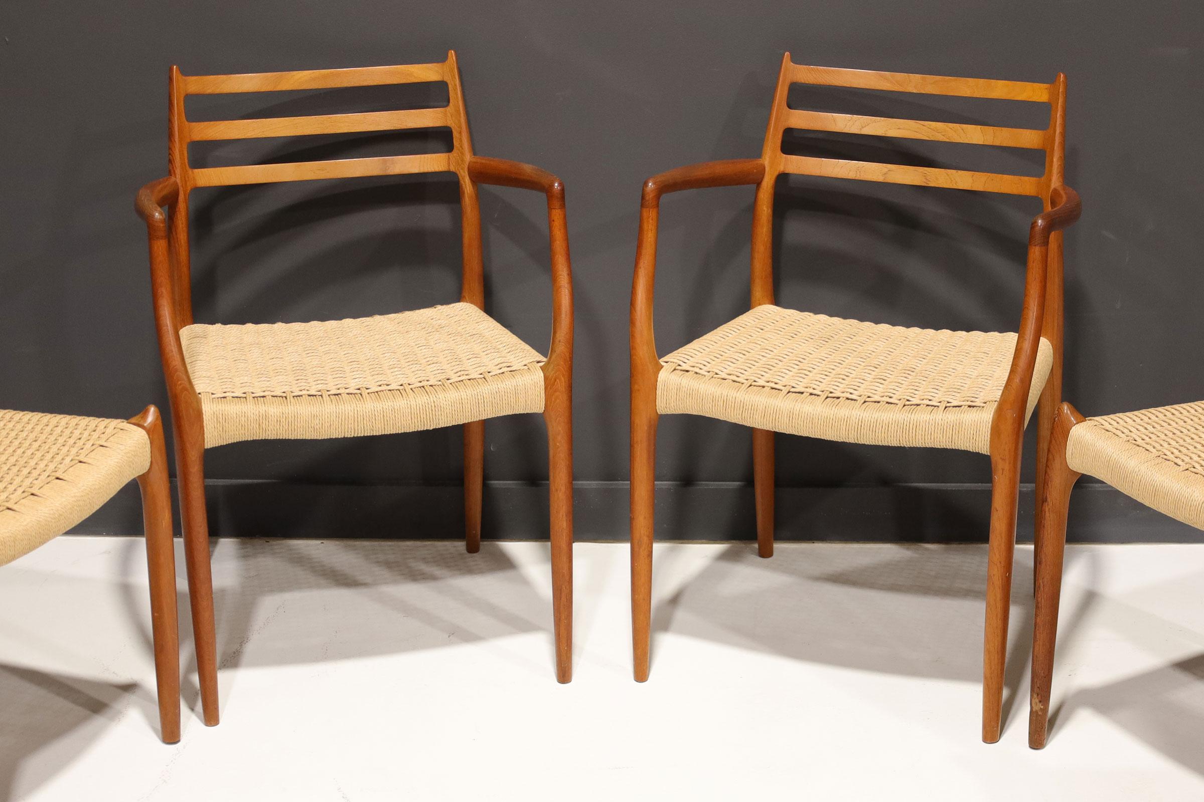 Set of 10 Niels Moller Model 62 & 78 Teak and New Papercord Dining Chairs 1