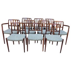 Set di 10 sedie da pranzo in palissandro Niels Moller