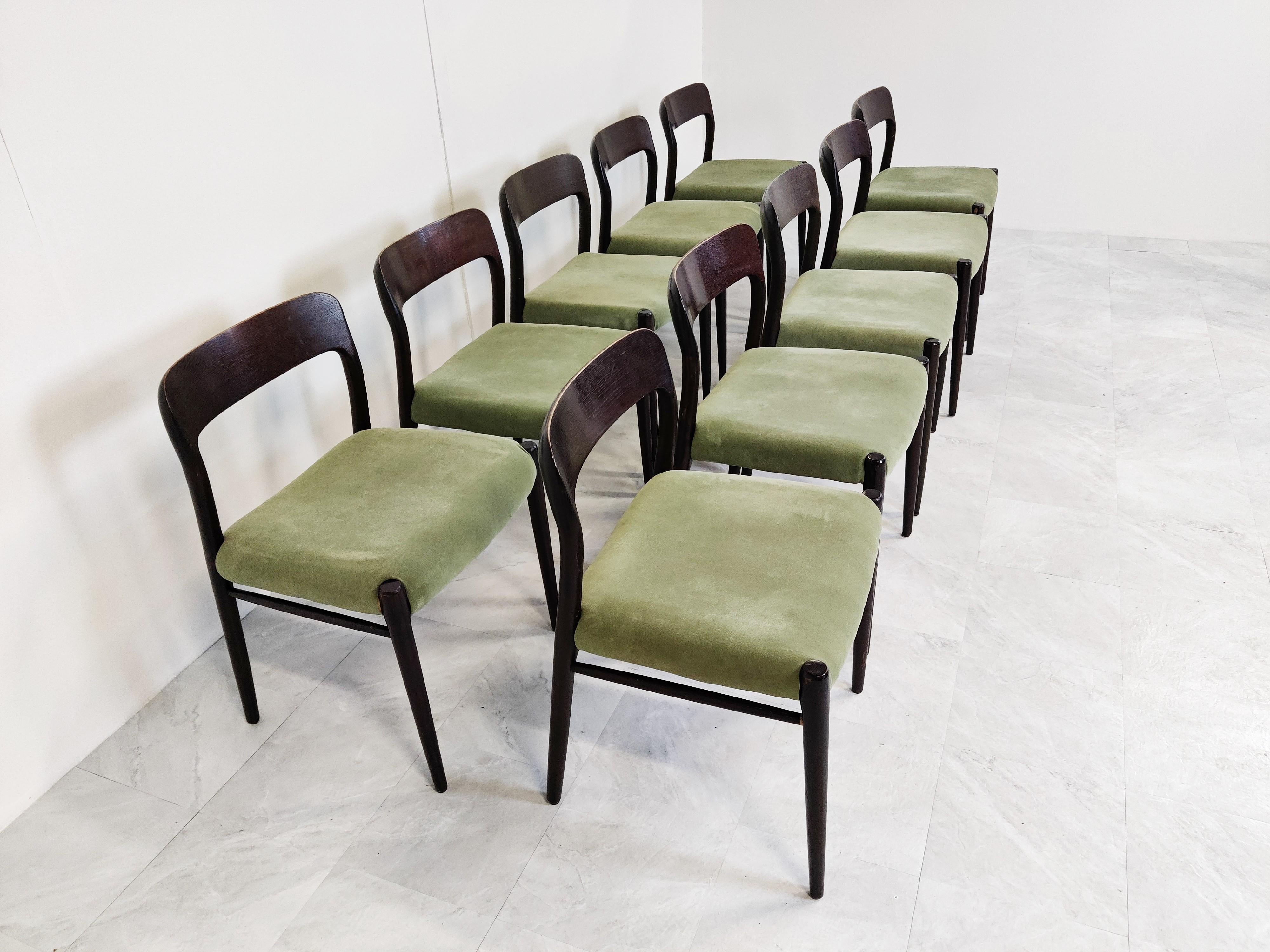 Danish Set of 10 Niels Otto Moller Model 75 Dining Chairs, 1960s