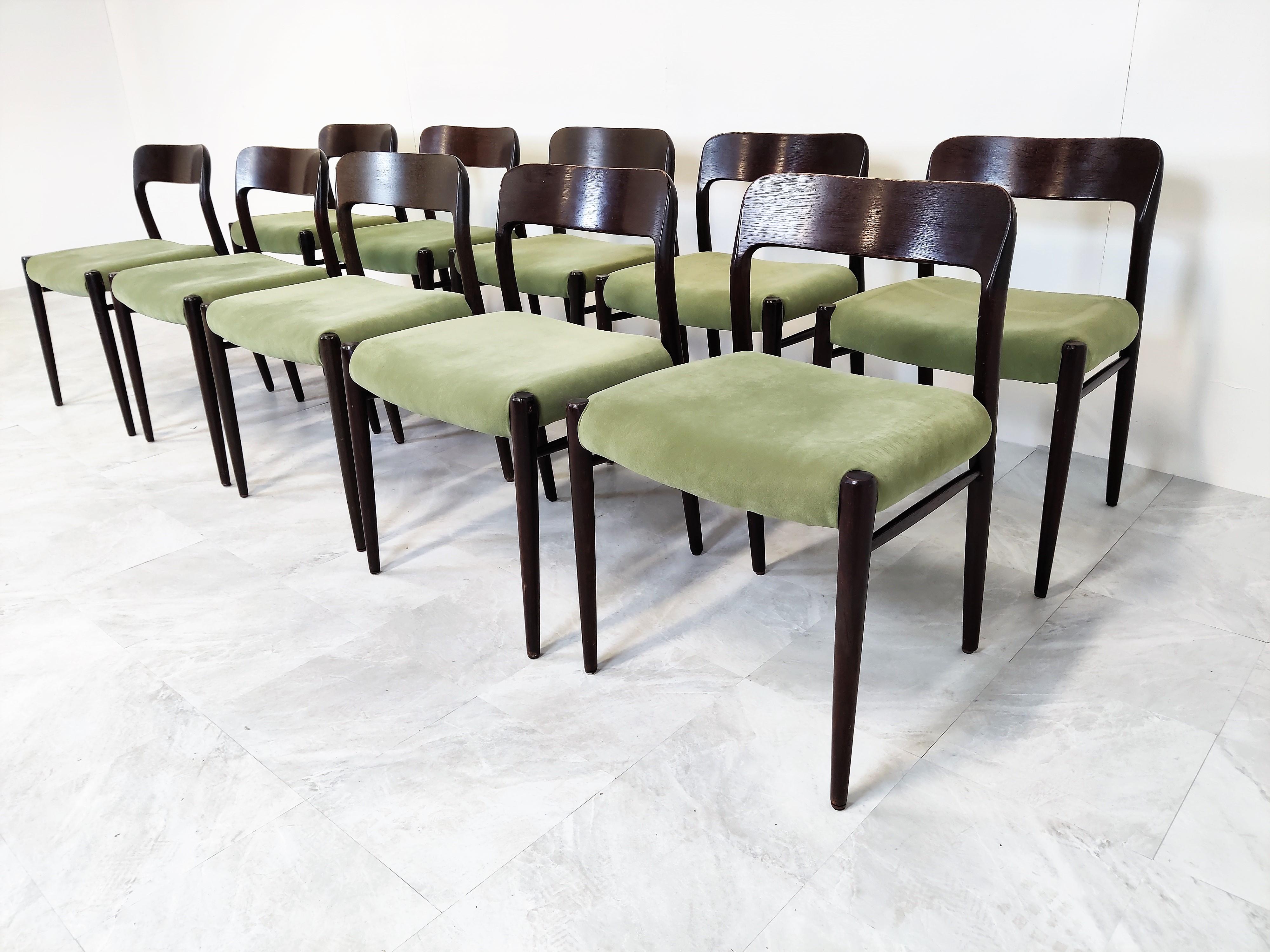 Set of 10 Niels Otto Moller Model 75 Dining Chairs, 1960s 1