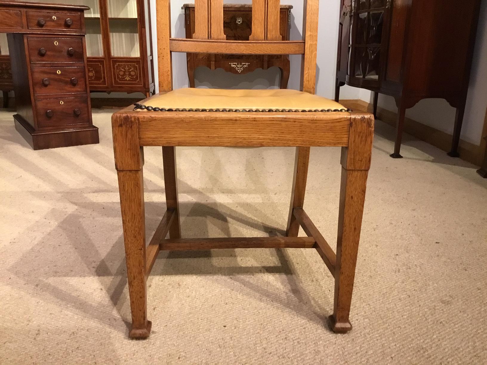 Set of 10 Oak Arts & Crafts Period Dining Chairs by Shapland & Petter 1