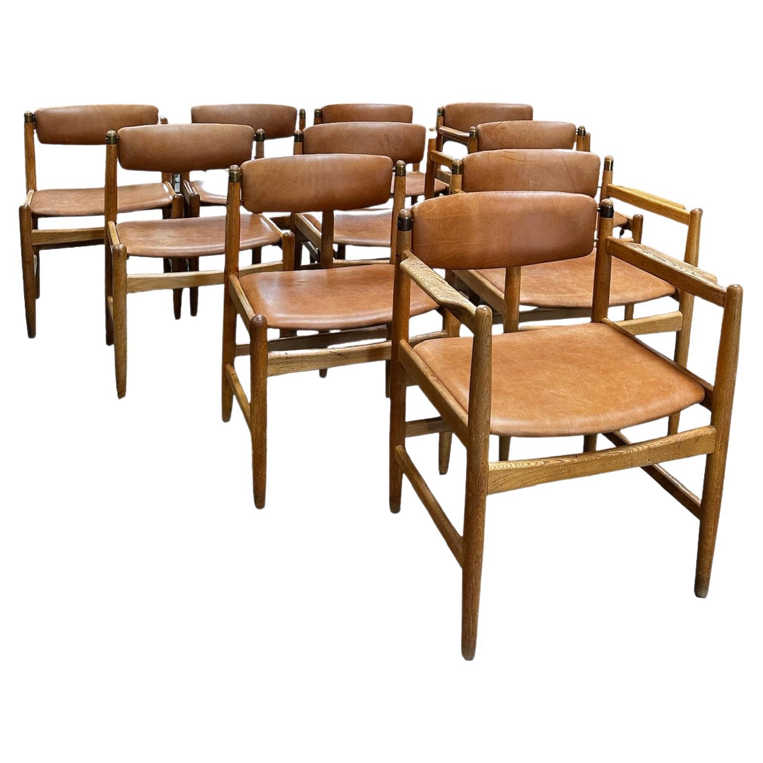 Set of 10 Oak Dining Chairs by Børge Mogensen for Karl Andersson & Söner, 1950s For Sale