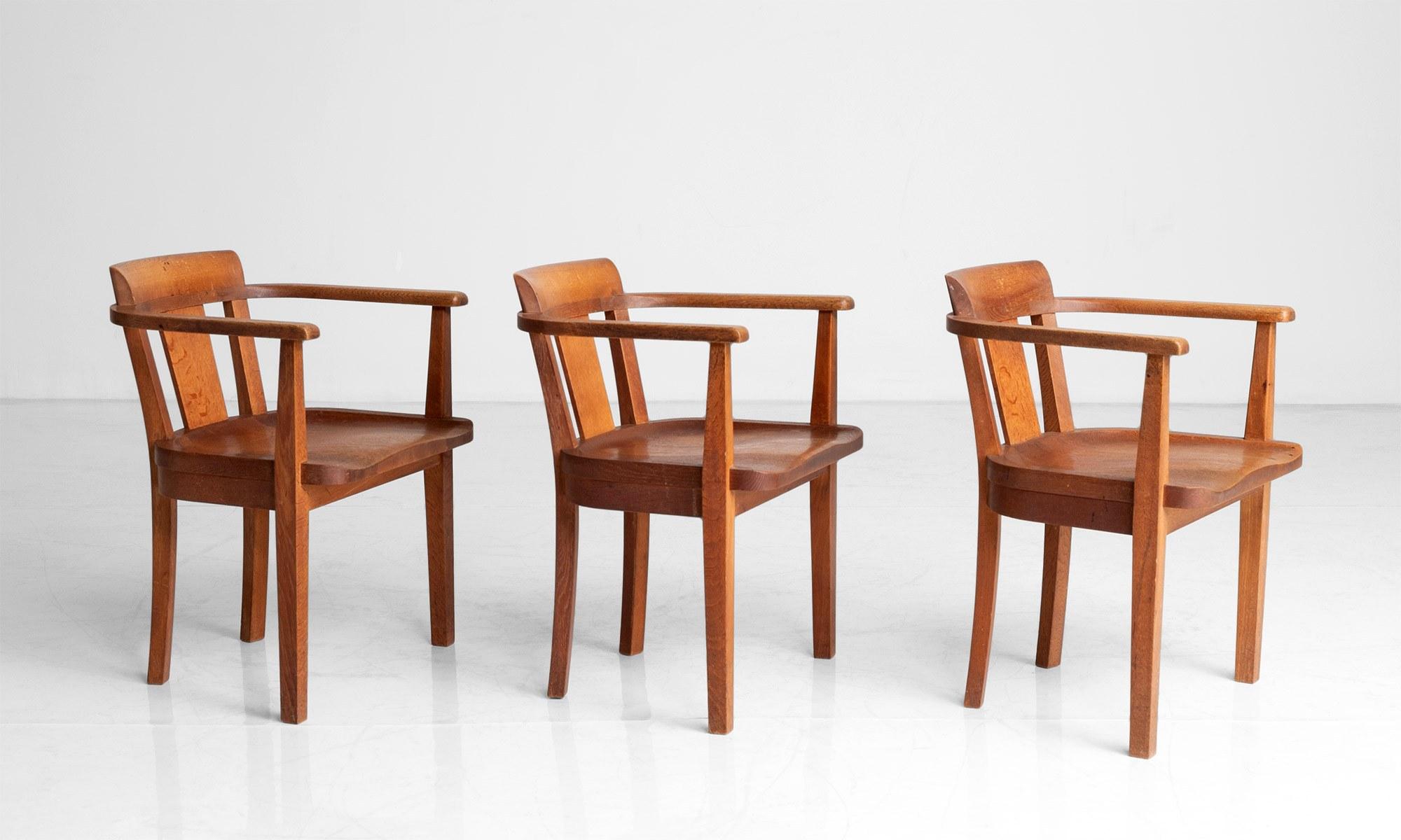 English Set of '10' Oak Dining Chairs by Gordon Russell, England, circa 1930