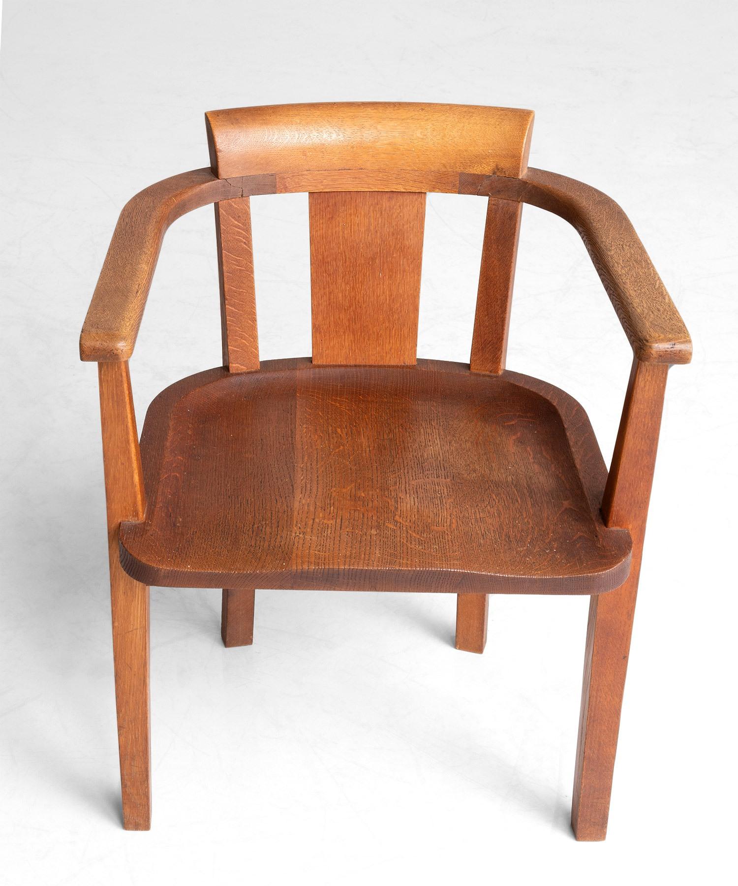 Set of '10' Oak Dining Chairs by Gordon Russell, England, circa 1930 1