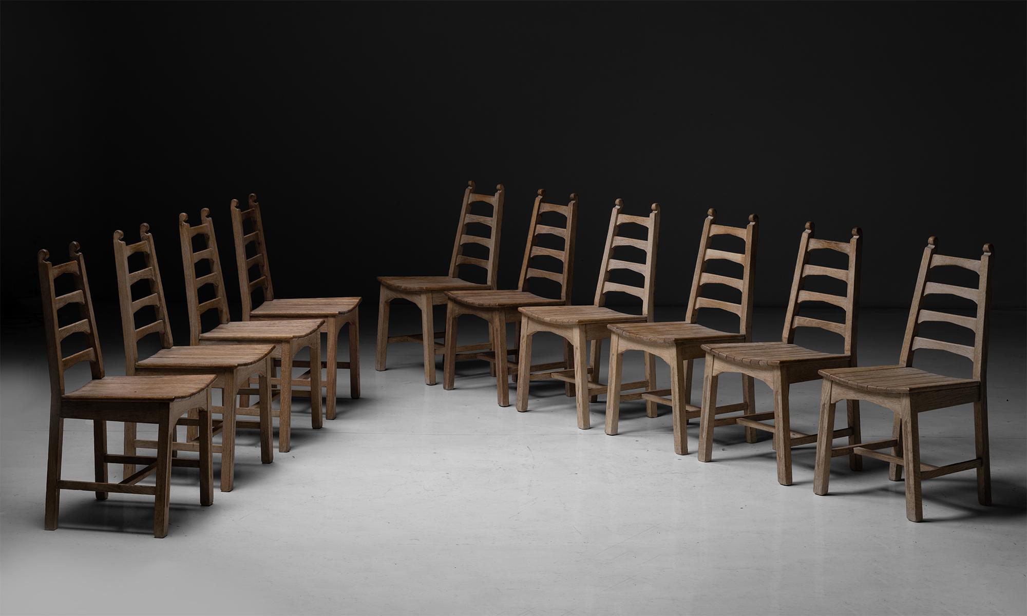 Mid-Century Modern Set of '10' Oak Dining Chairs, England, circa 1950