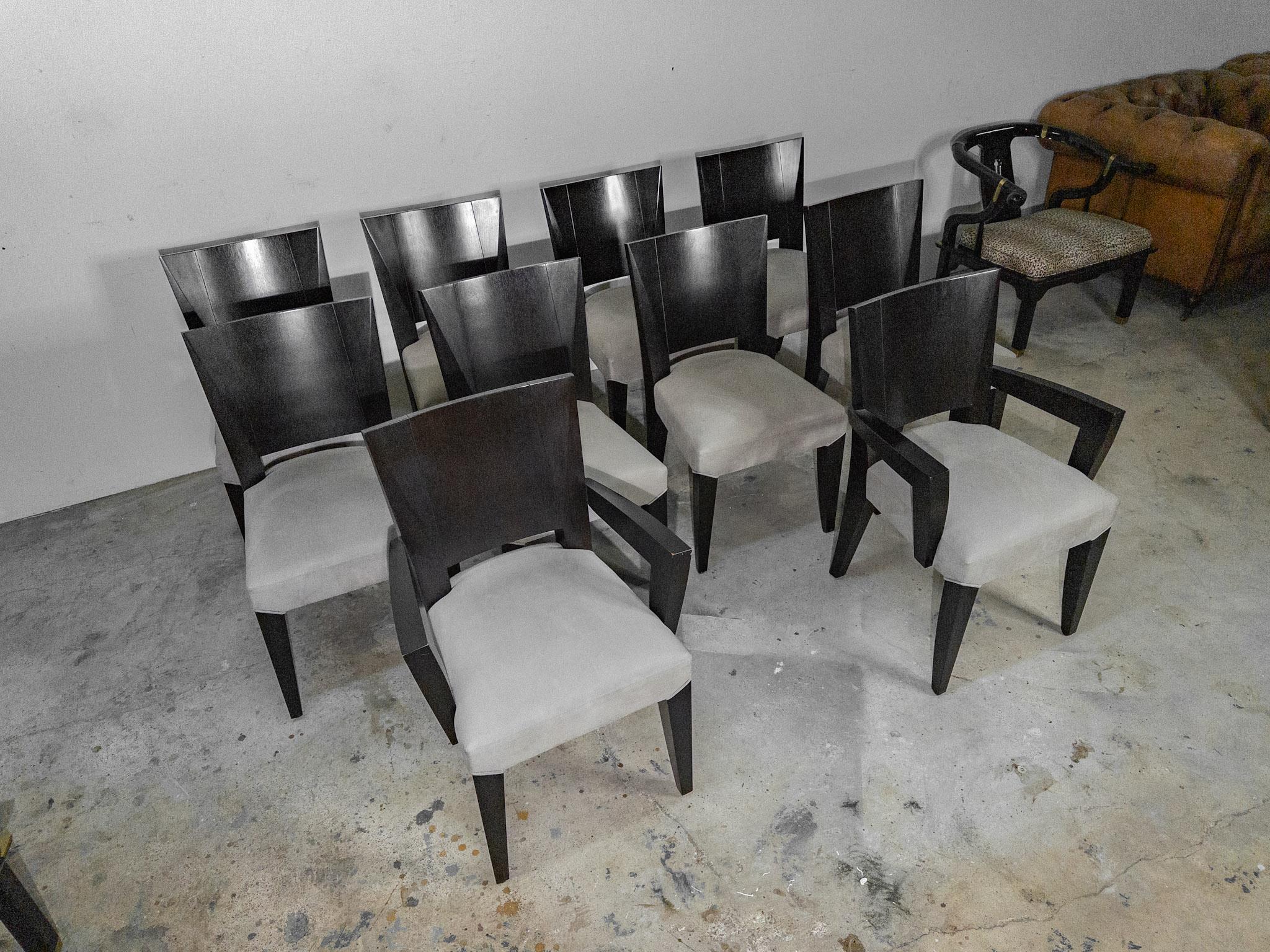 Mid-Century Modern Set of 10 Ocean Dining Chairs by Dakota Jackson (2 Arm Chairs, 8 Side Chairs) For Sale