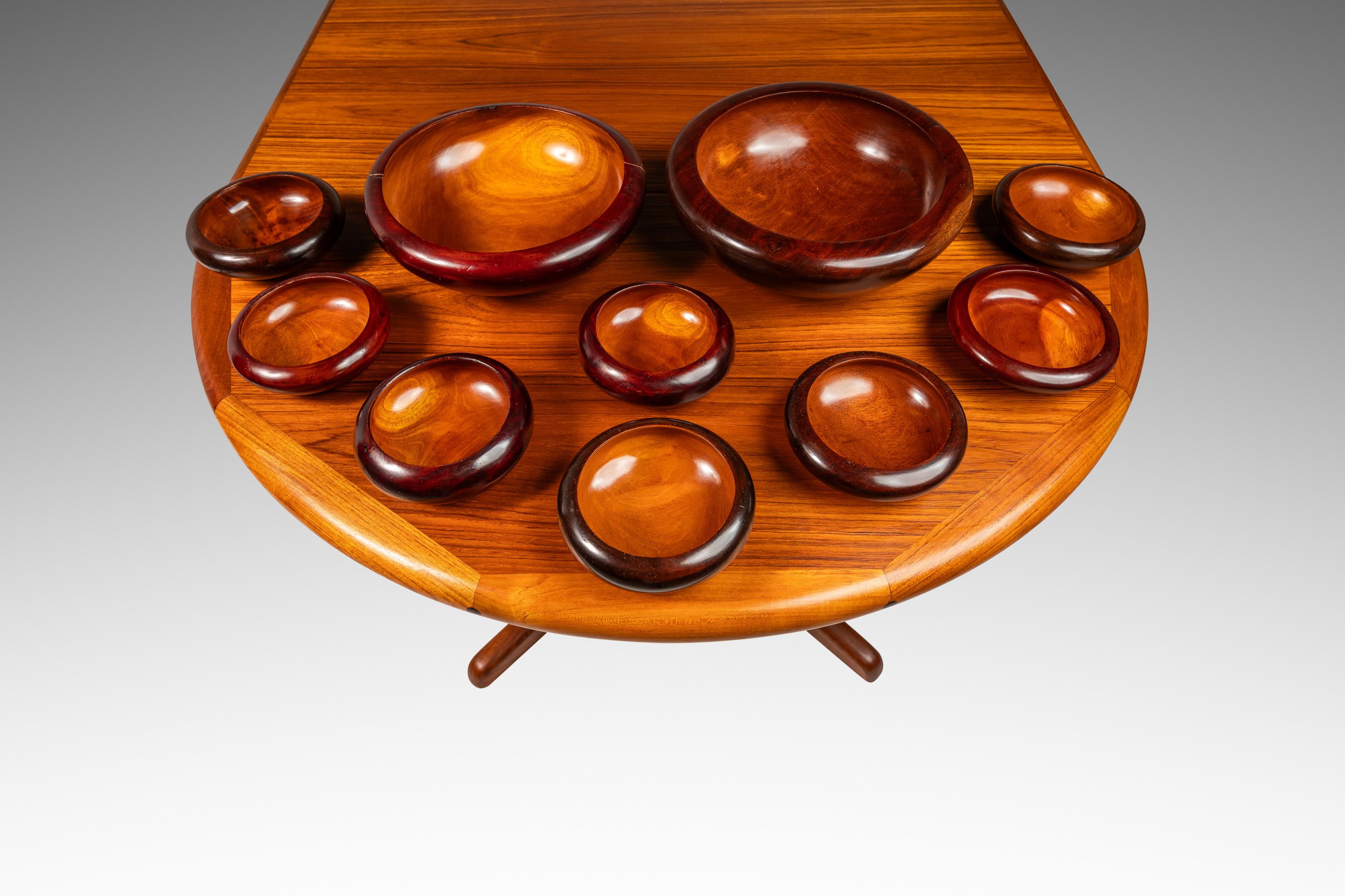 Set of 10 Organic Modern Hand-Turned Cherry Wood Serving Bowls, USA, c. 1960s For Sale 2