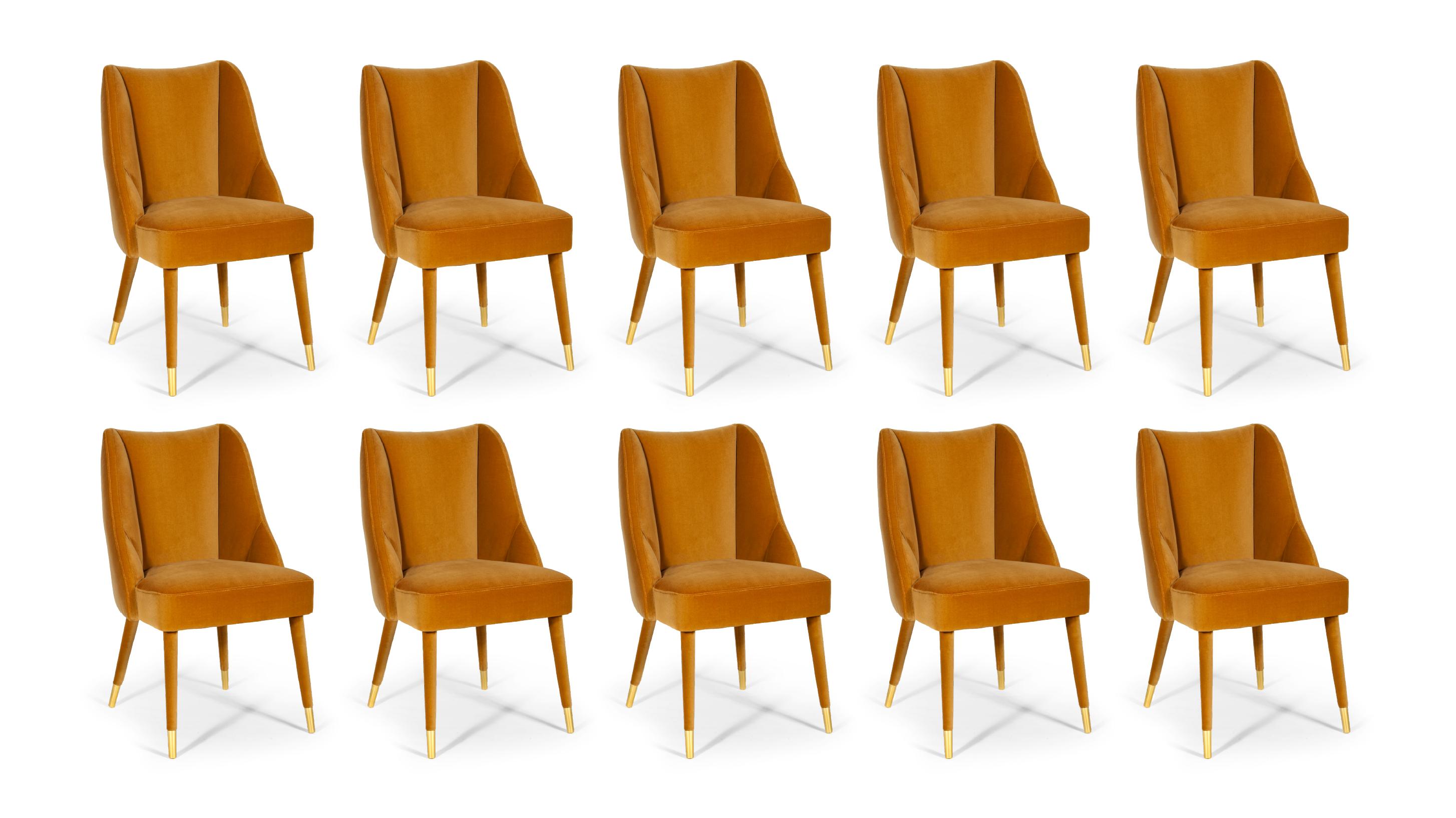 Set of 10 Organic nature-inspired velvet Figueroa dining chair by InsidherLand