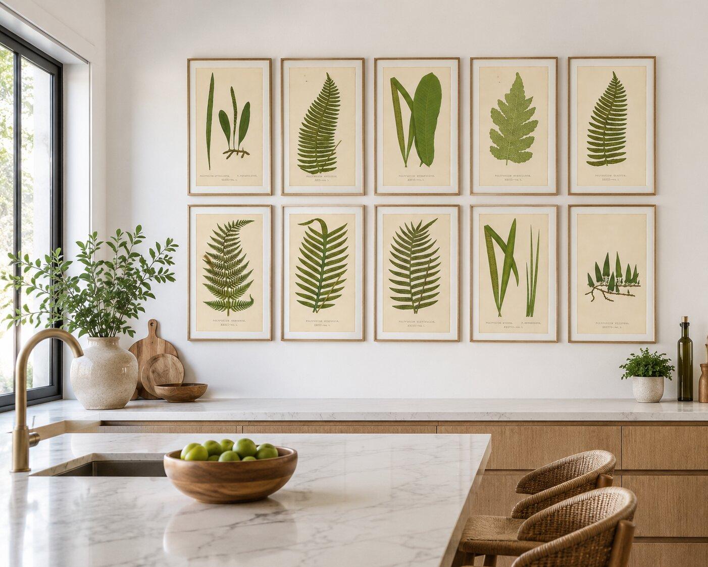 Set of 10 Original Antique Fern Lithographs by Edward J. Lowe, 1856