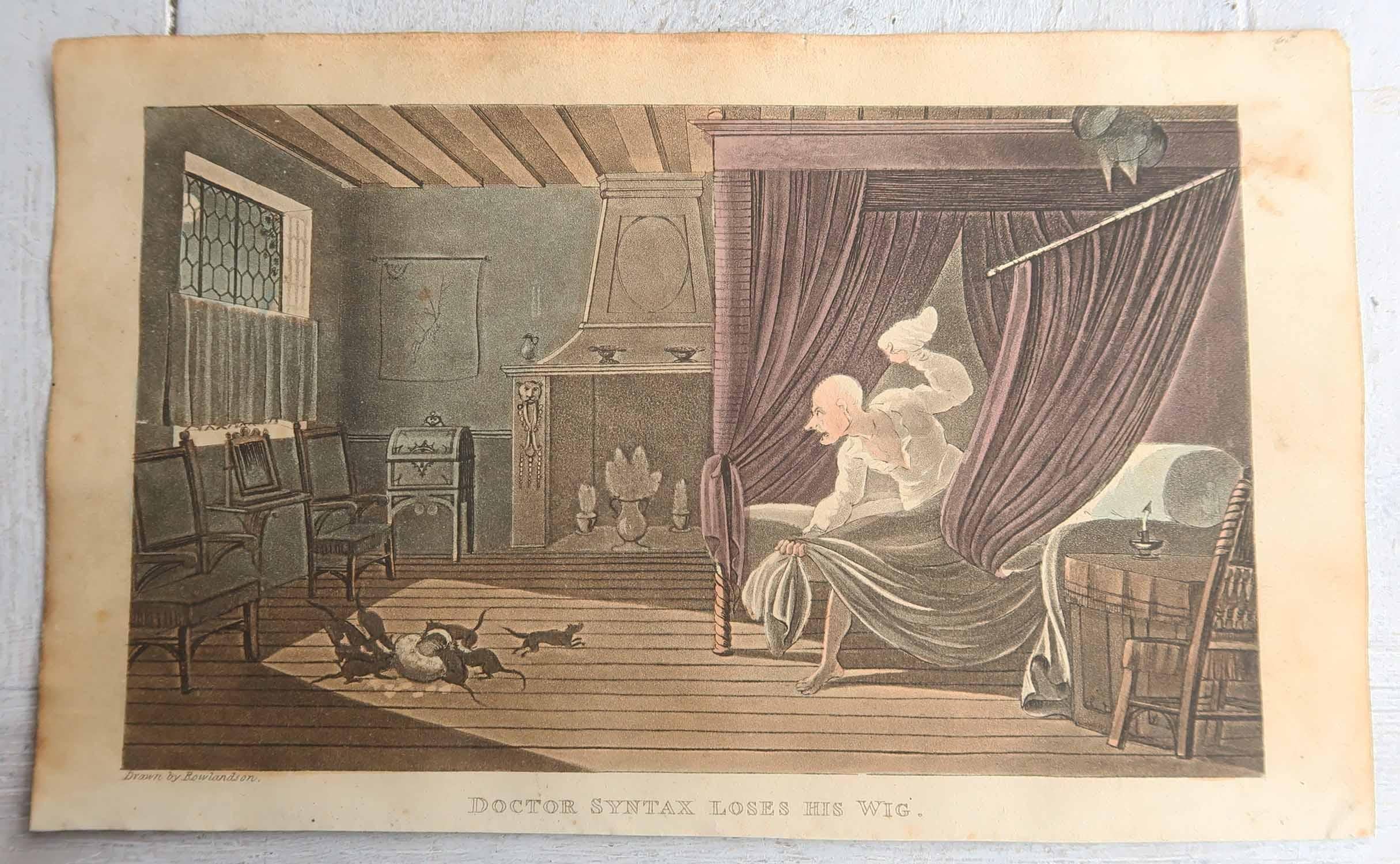 Georgian Set of 10 Original Antique Prints After Thomas Rowlandson. Dated 1819 For Sale