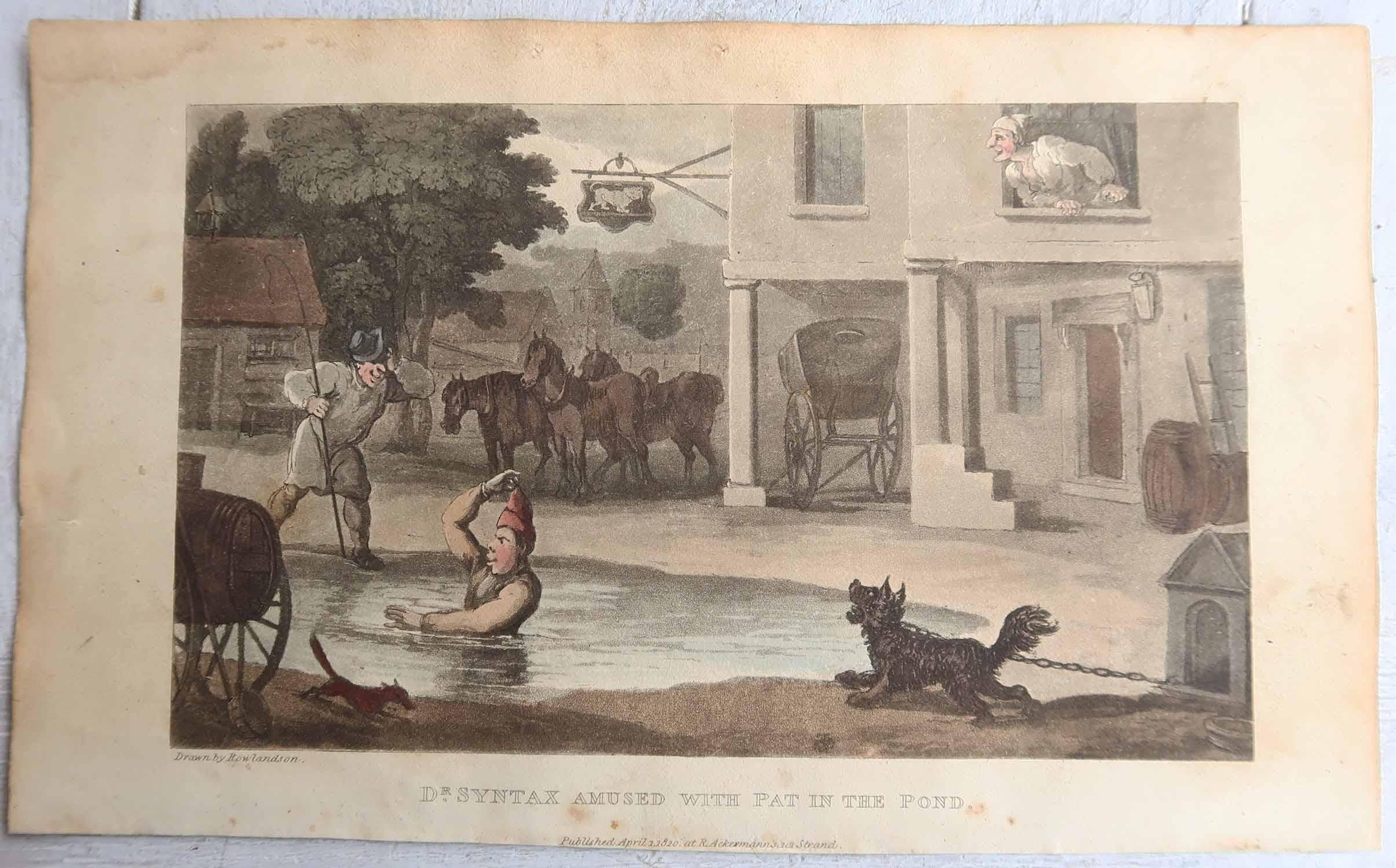English Set of 10 Original Antique Prints After Thomas Rowlandson. Dated 1819 For Sale
