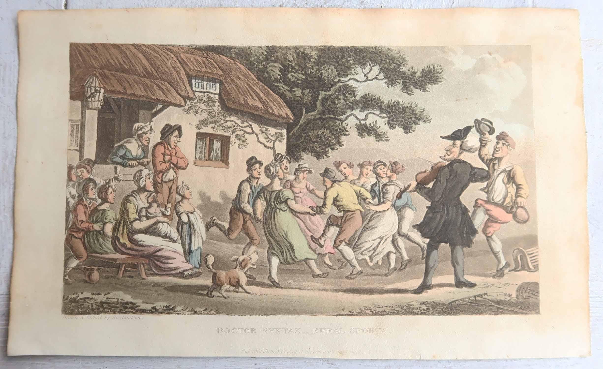 Other Set of 10 Original Antique Prints After Thomas Rowlandson. Dated 1819 For Sale