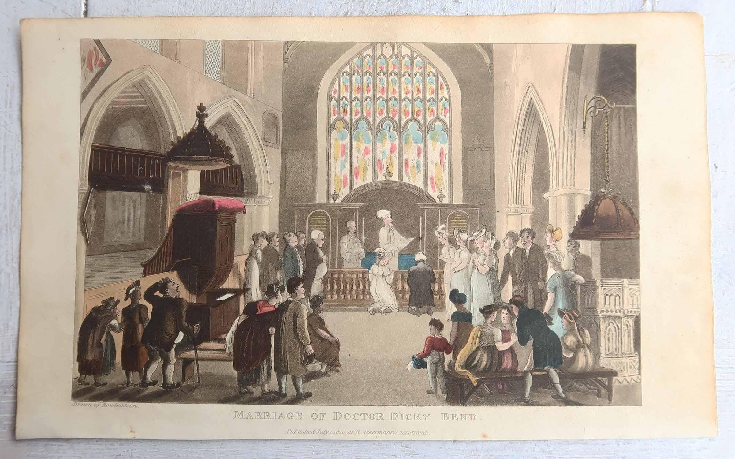 Early 19th Century Set of 10 Original Antique Prints After Thomas Rowlandson. Dated 1819 For Sale