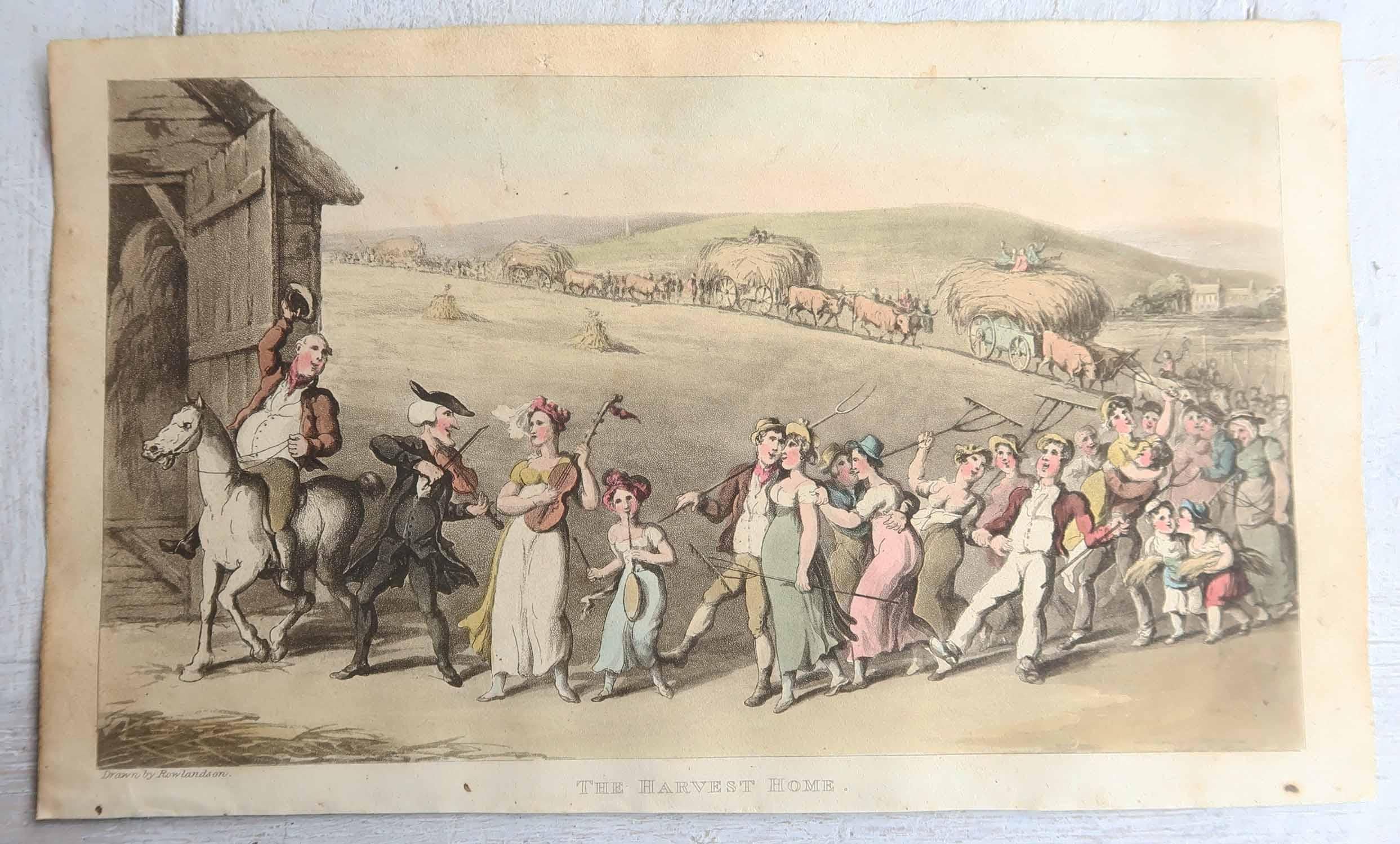 Paper Set of 10 Original Antique Prints After Thomas Rowlandson. Dated 1819 For Sale