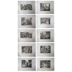 Set of 10 Original Antique Prints After William Hogarth, " Hubidras " 1807
