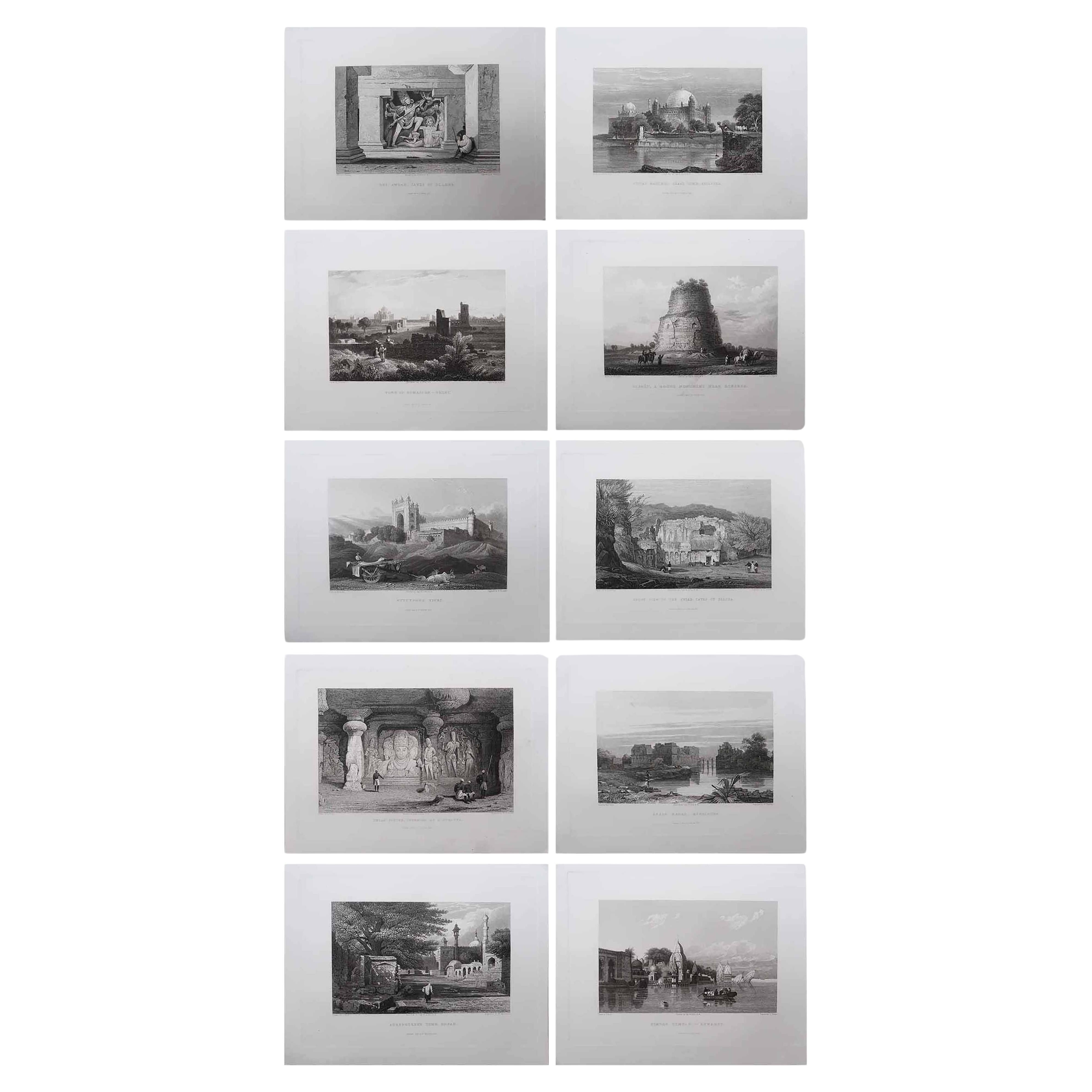 Ensemble de 10 estampes anciennes originales de l
Inde. Daté de 1832 en vente