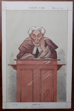 Set of 10 Original Antique Vanity Fair " Spy " Prints of Judges / Lawyers C.1870