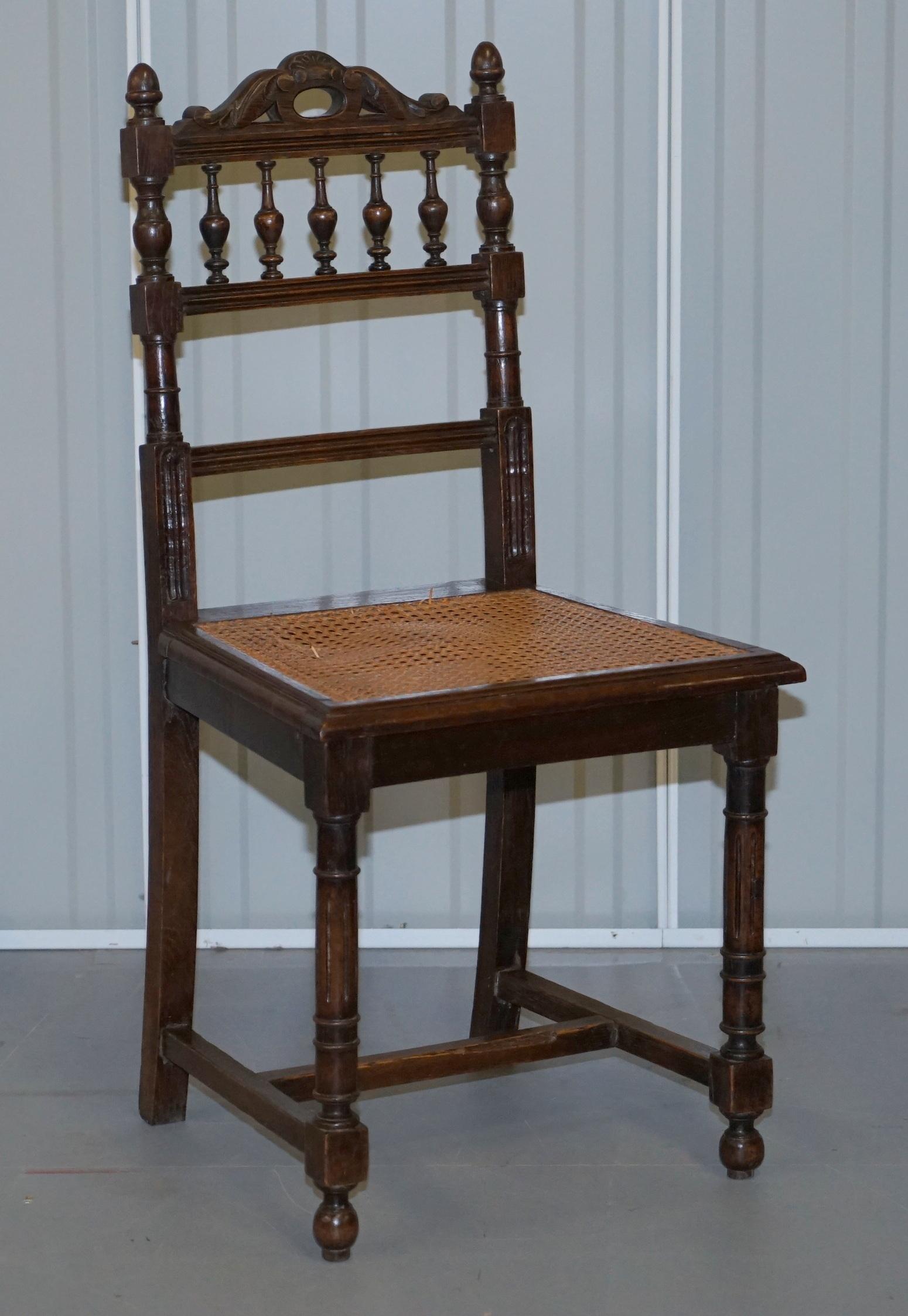 We are delighted to offer for sale this lovely set of ten original Victorian hand carved English oak dining chairs with berger bases

A very good looking and well made suite of dining chairs, its rare to come across a set of ten, they are medium
