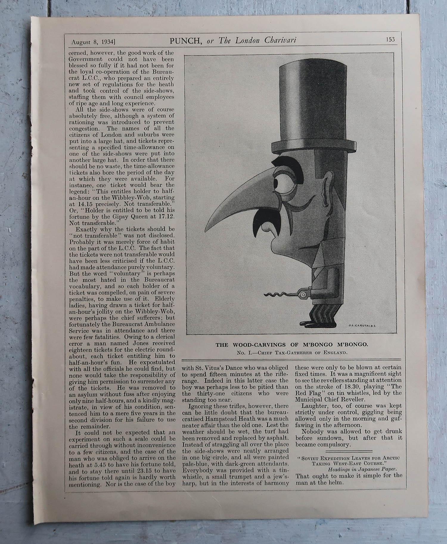 Set von 10 Original-Vintage-Druckdrucken von Cartoons von J.L Carstairs. 1934 (Papier) im Angebot