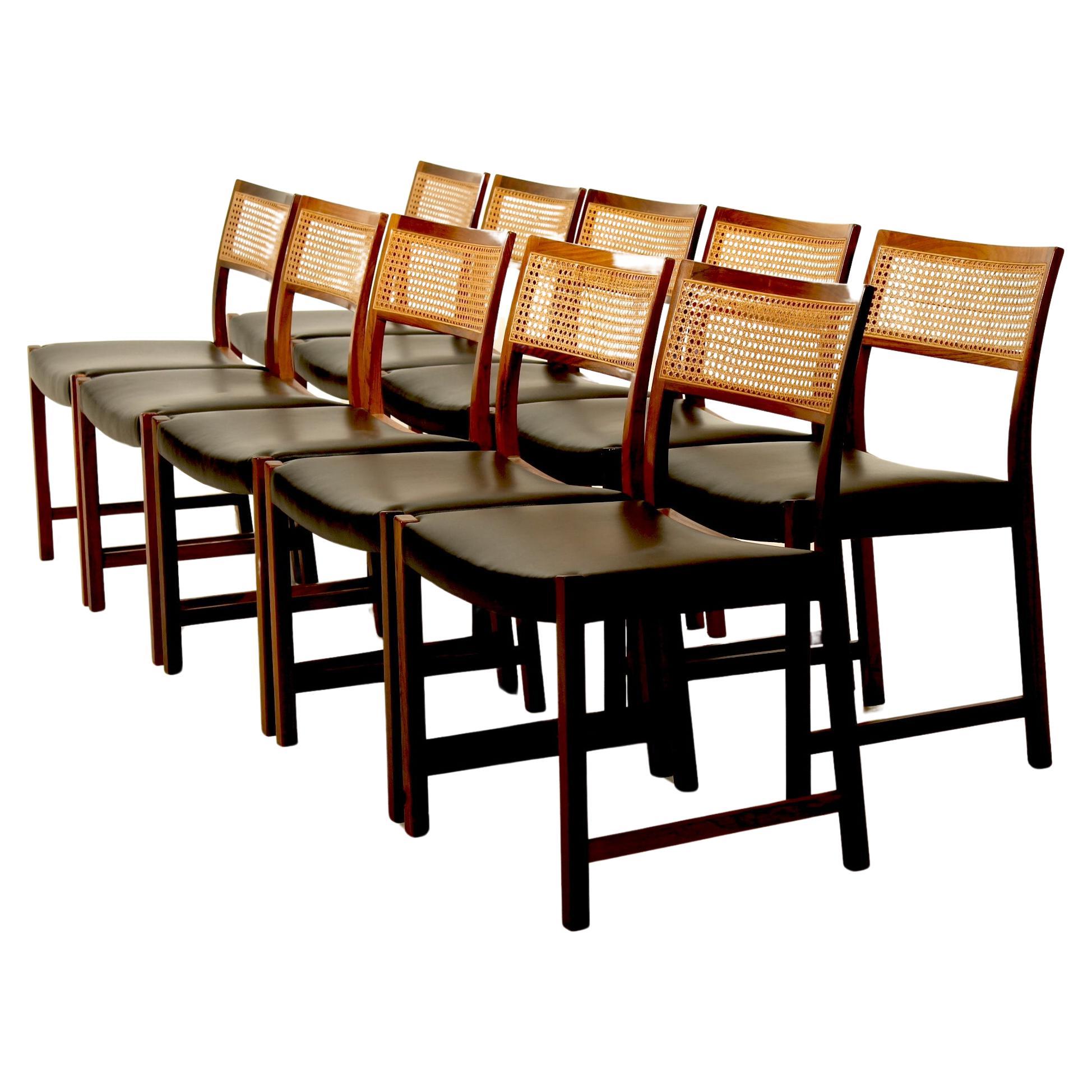 Set of 10 original vintage side chairs by Illum Vikkelsø, Denmark.