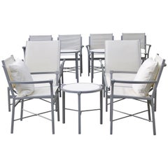 Used Set of 10 Outdoor Garden Furniture, Chic Design Gray and White-6 More Available