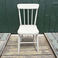 Set of 10 Painted Plank Seat Grange Chairs from Maine