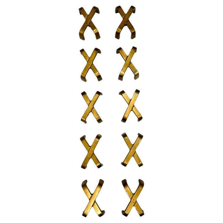 Set of 10 Paul Frankl X Metal Drawer Pulls Handles, Keeler Brass, 1950s  For Sale at 1stDibs