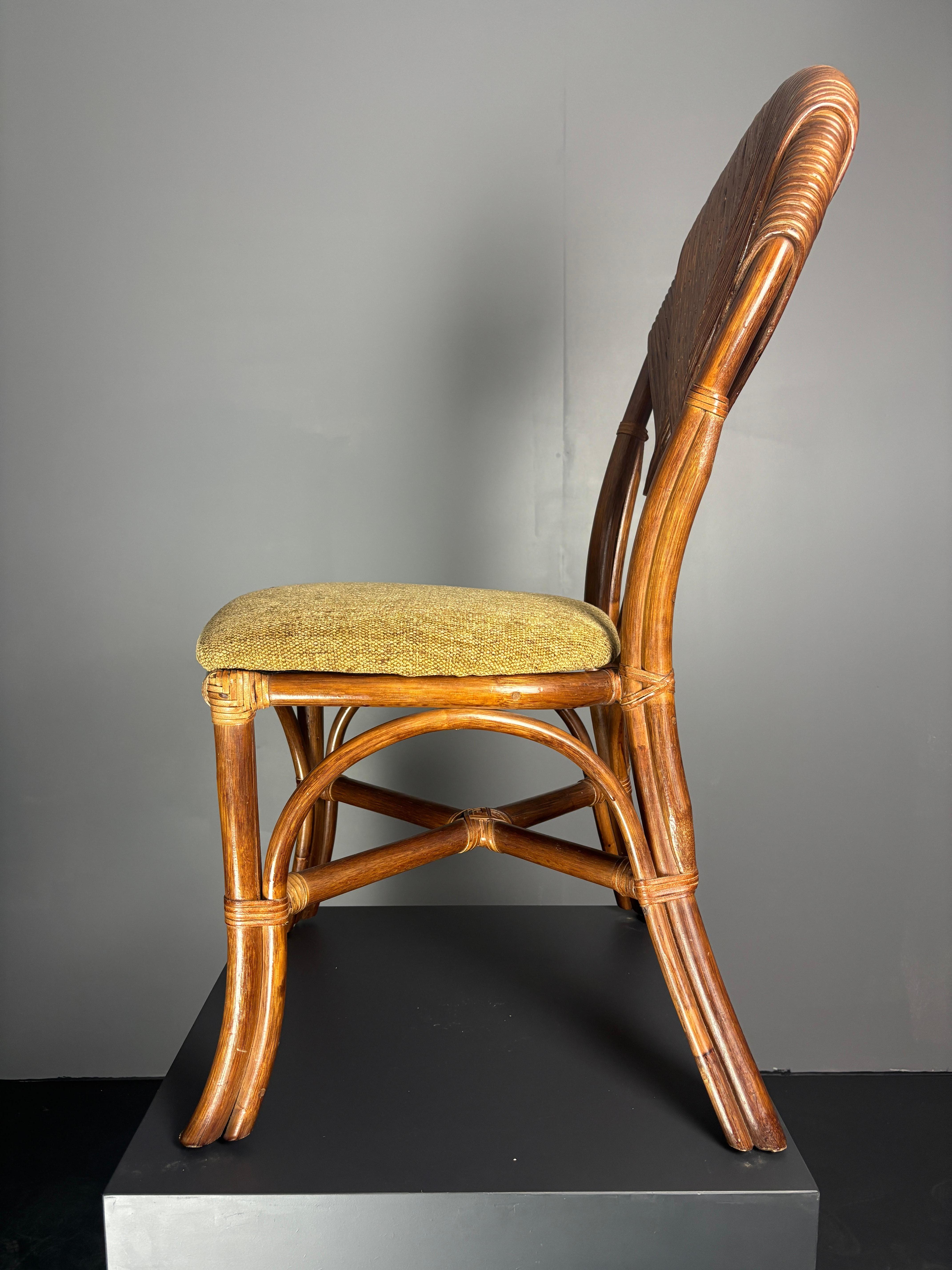 Lot de 10 chaises de salle à manger en roseau, rotin, bambou et feuilles de palmier. en vente 9