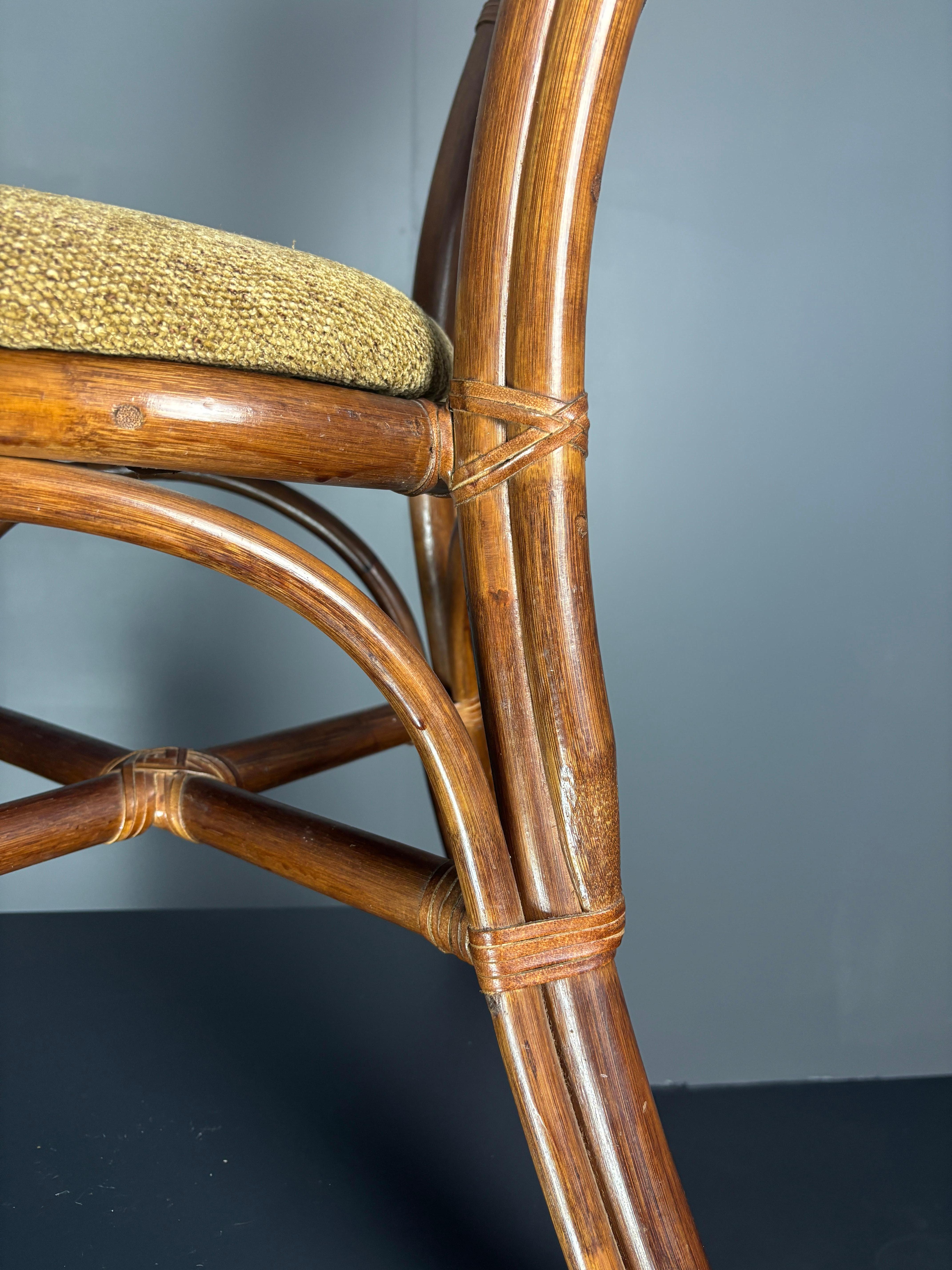 Lot de 10 chaises de salle à manger en roseau, rotin, bambou et feuilles de palmier. en vente 10