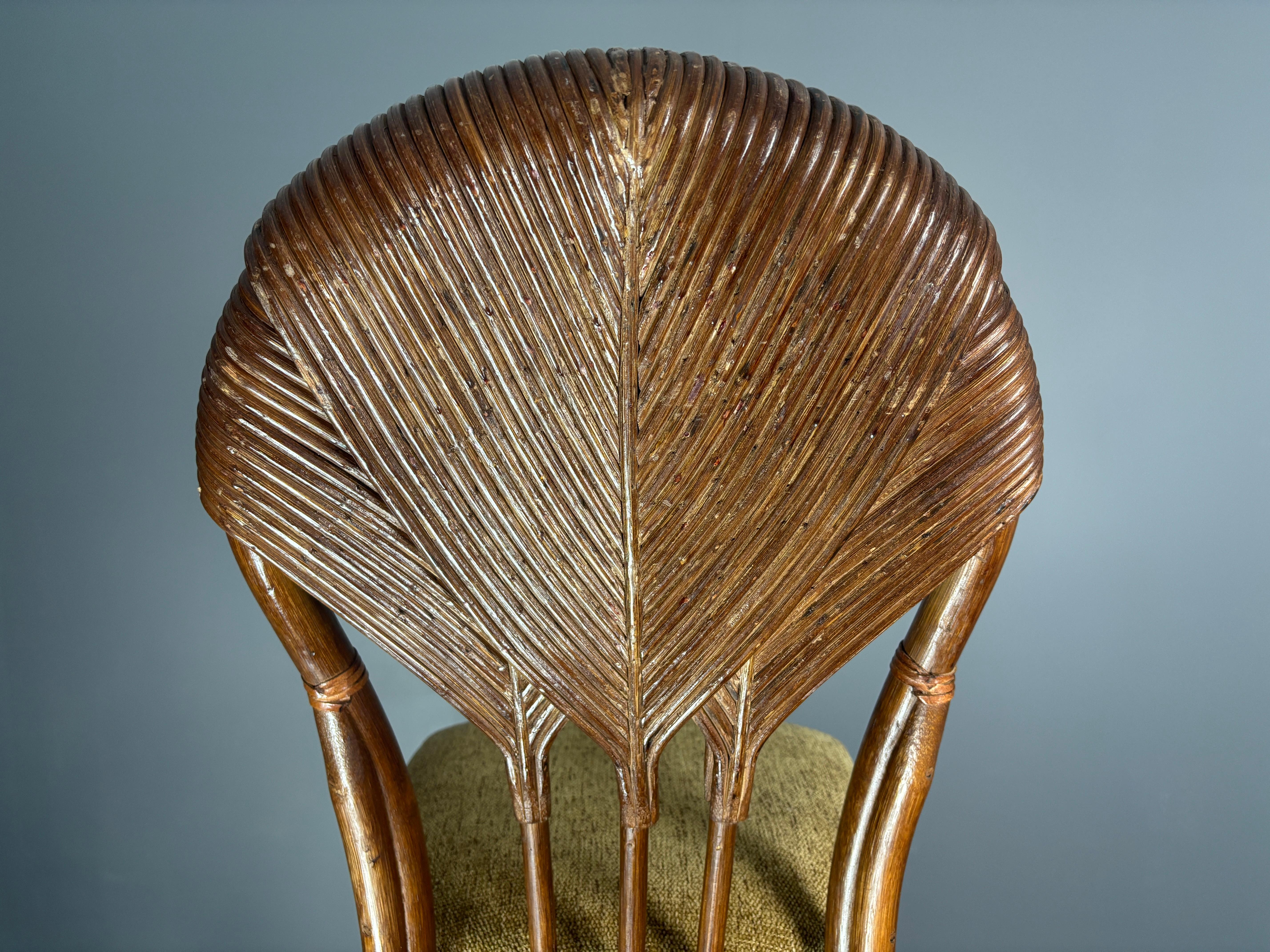 Lot de 10 chaises de salle à manger en roseau, rotin, bambou et feuilles de palmier. en vente 11
