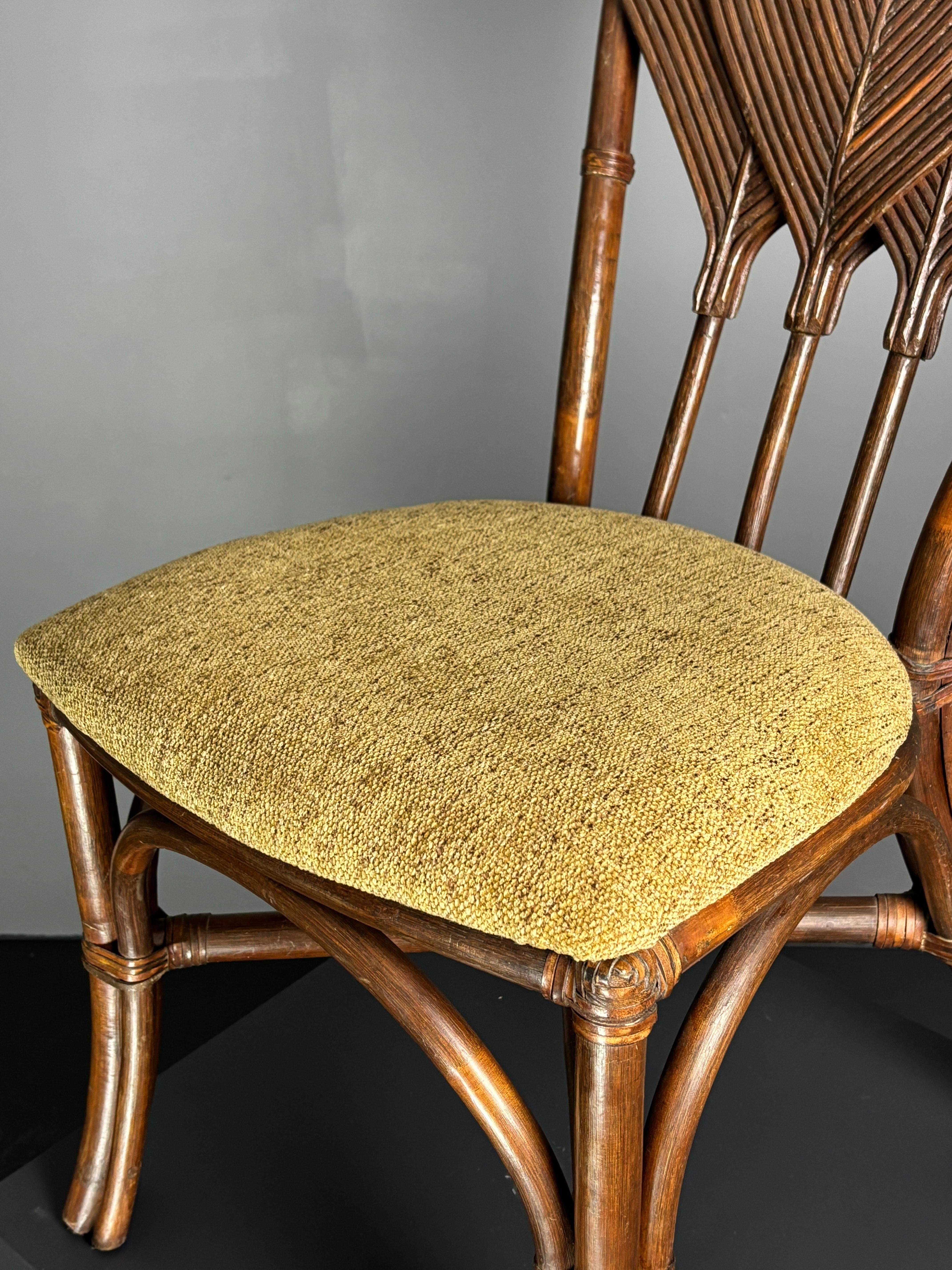 Bambou Lot de 10 chaises de salle à manger en roseau, rotin, bambou et feuilles de palmier. en vente