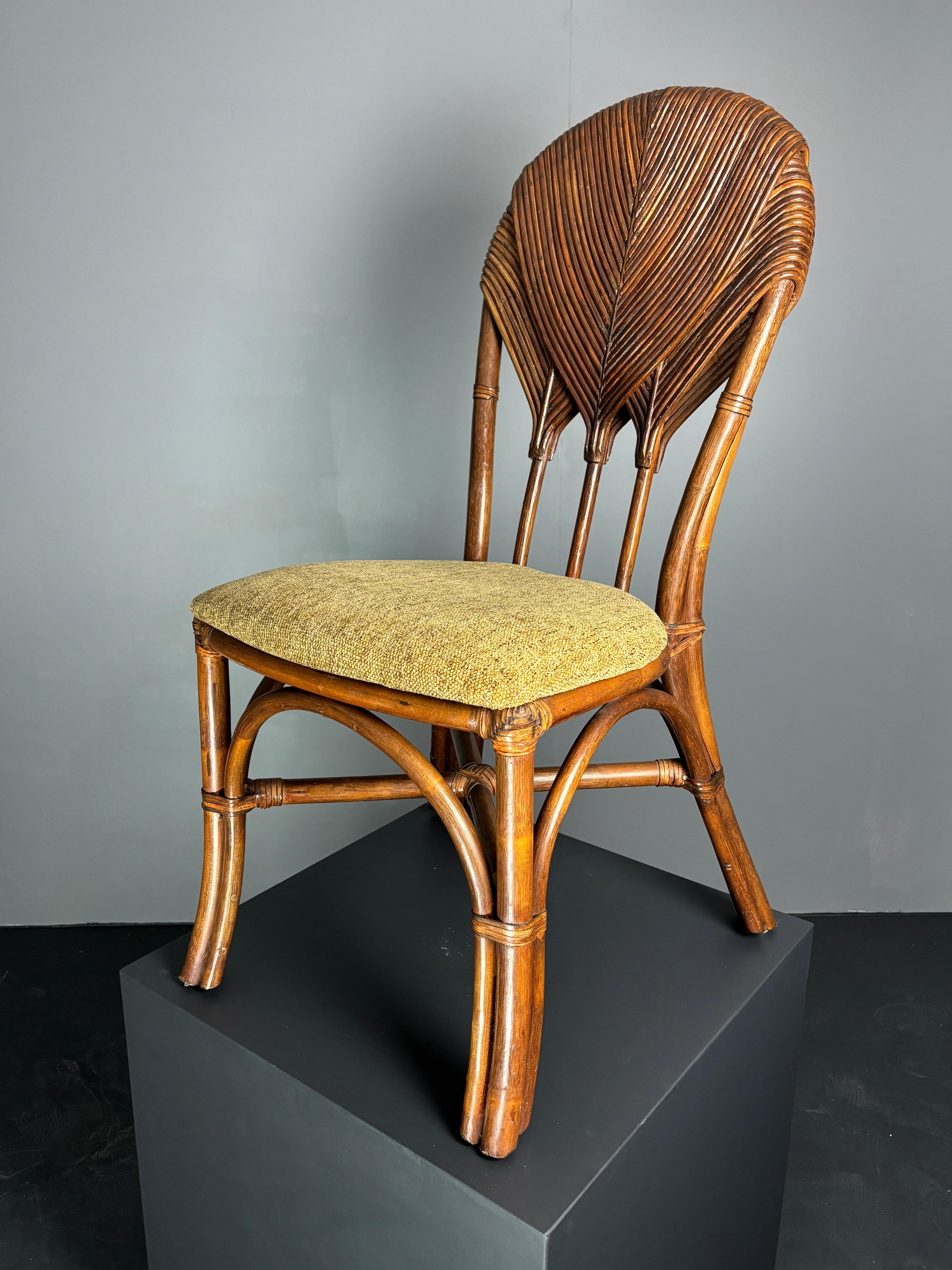Lot de 10 chaises de salle à manger en roseau, rotin, bambou et feuilles de palmier. en vente 1