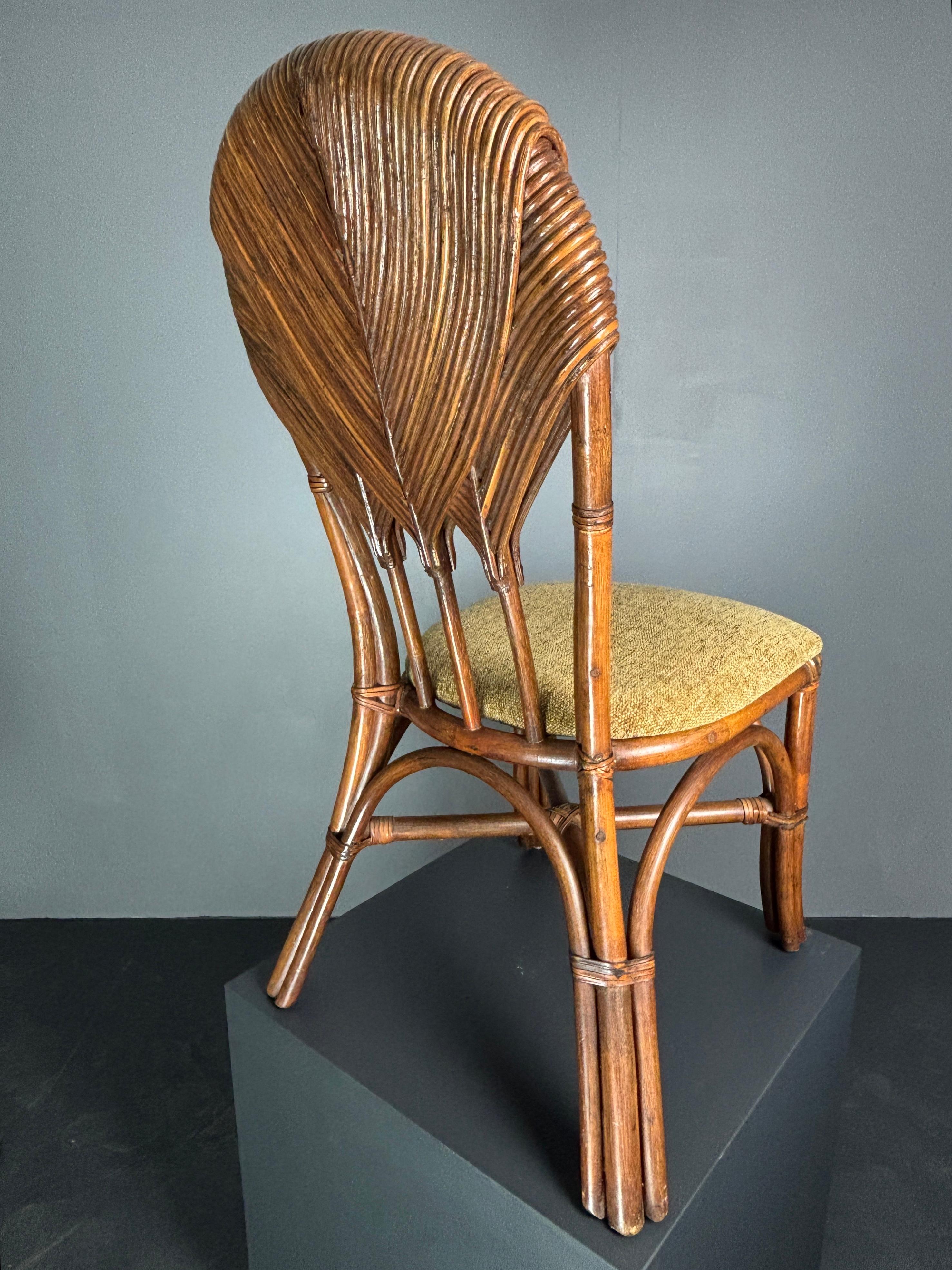 Lot de 10 chaises de salle à manger en roseau, rotin, bambou et feuilles de palmier. en vente 2