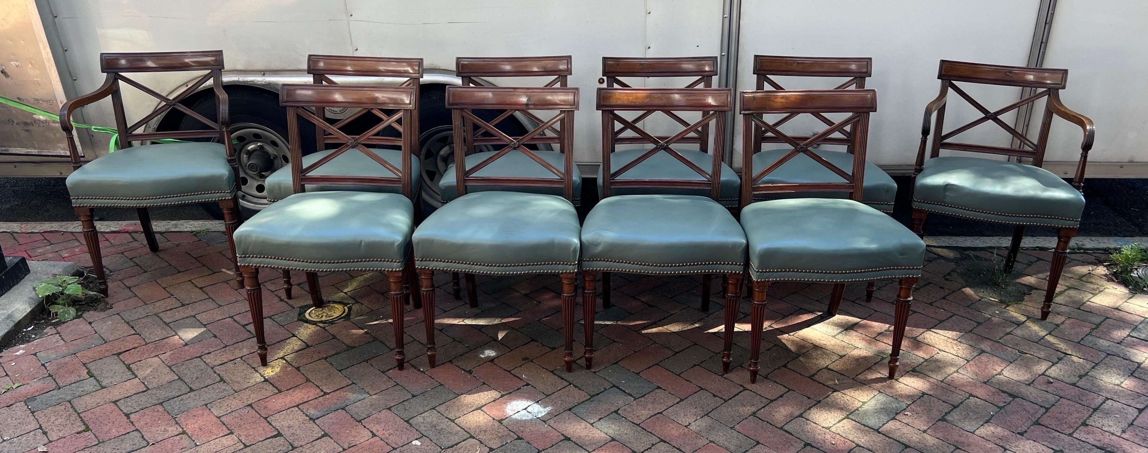 Set of 10 Period English Regency Mahogany Dining Chairs 3
