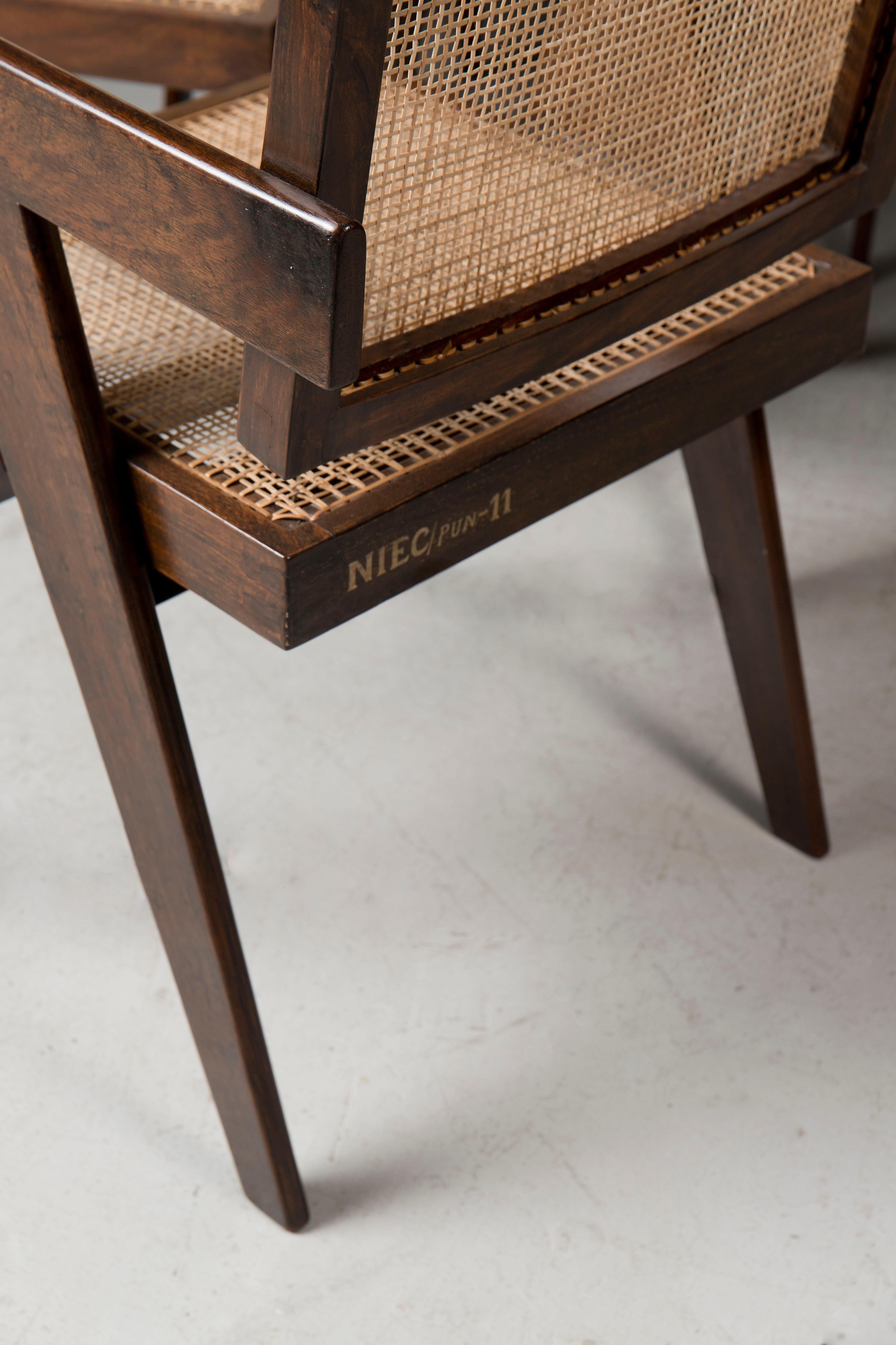 Mid-Century Modern Set of 10 Pierre Jeanneret Floating Back Office Chair, 1950s