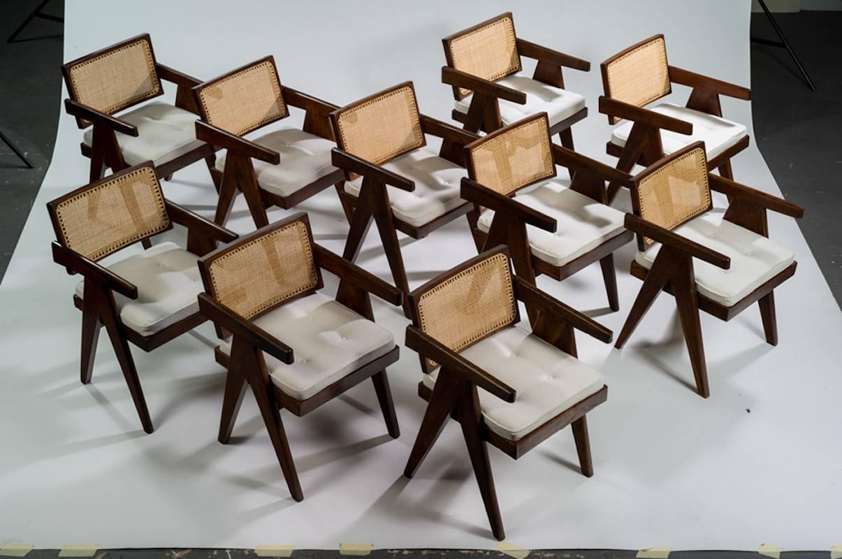 Set of 10 Pierre Jeanneret Office  Chairs