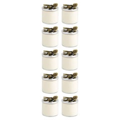 Set di 10 candele profumate a pigna in oro e bronzo antico