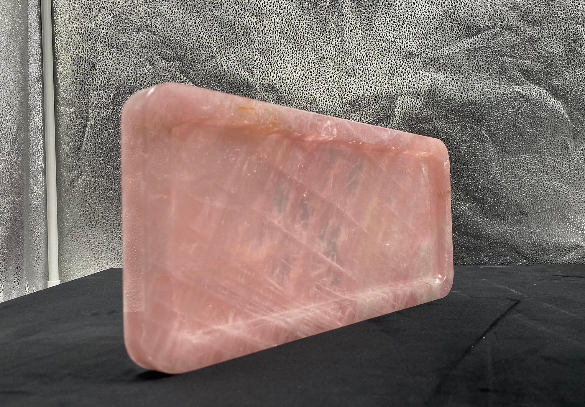 Set of 10 Pink Crystal Tray by Artiss
Dimensions: 35 x 15 cm, 20mm thick 
Materials: Crystal
Also available in White Crystal

Artis is named from artist, whose two -S