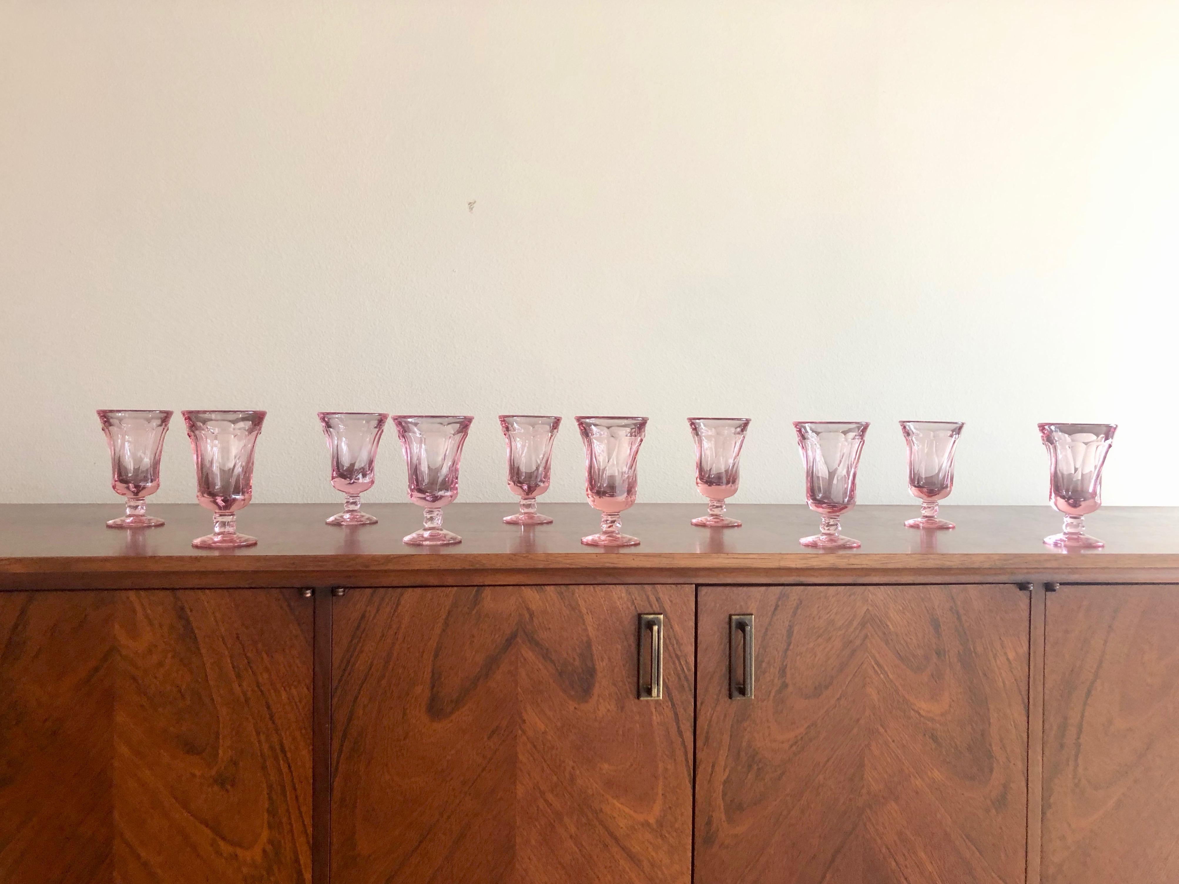American Set of 10 Pink Fostoria Juice Glasses