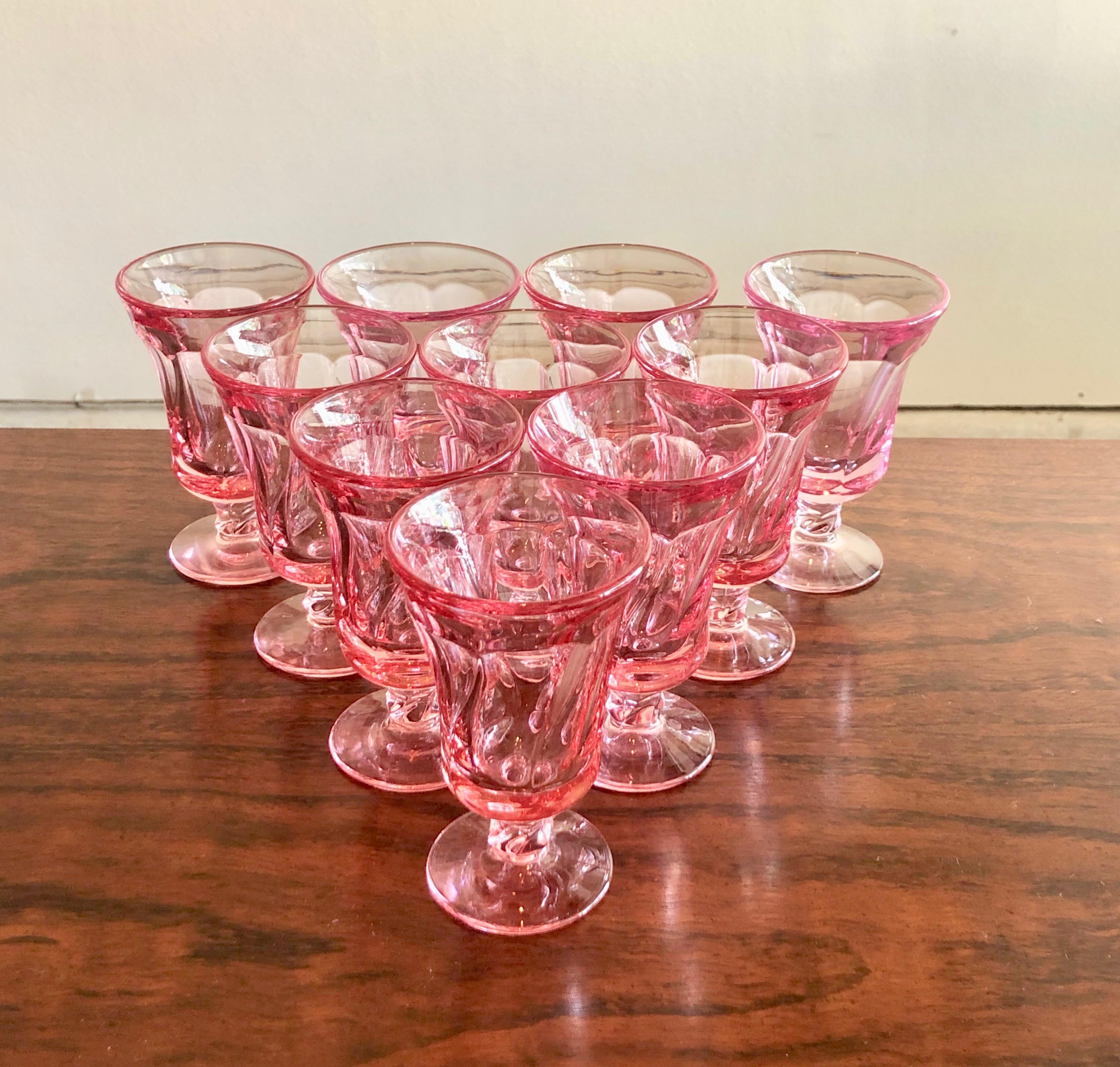 Set of 10 Pink Fostoria Juice Glasses In Good Condition In Denton, TX