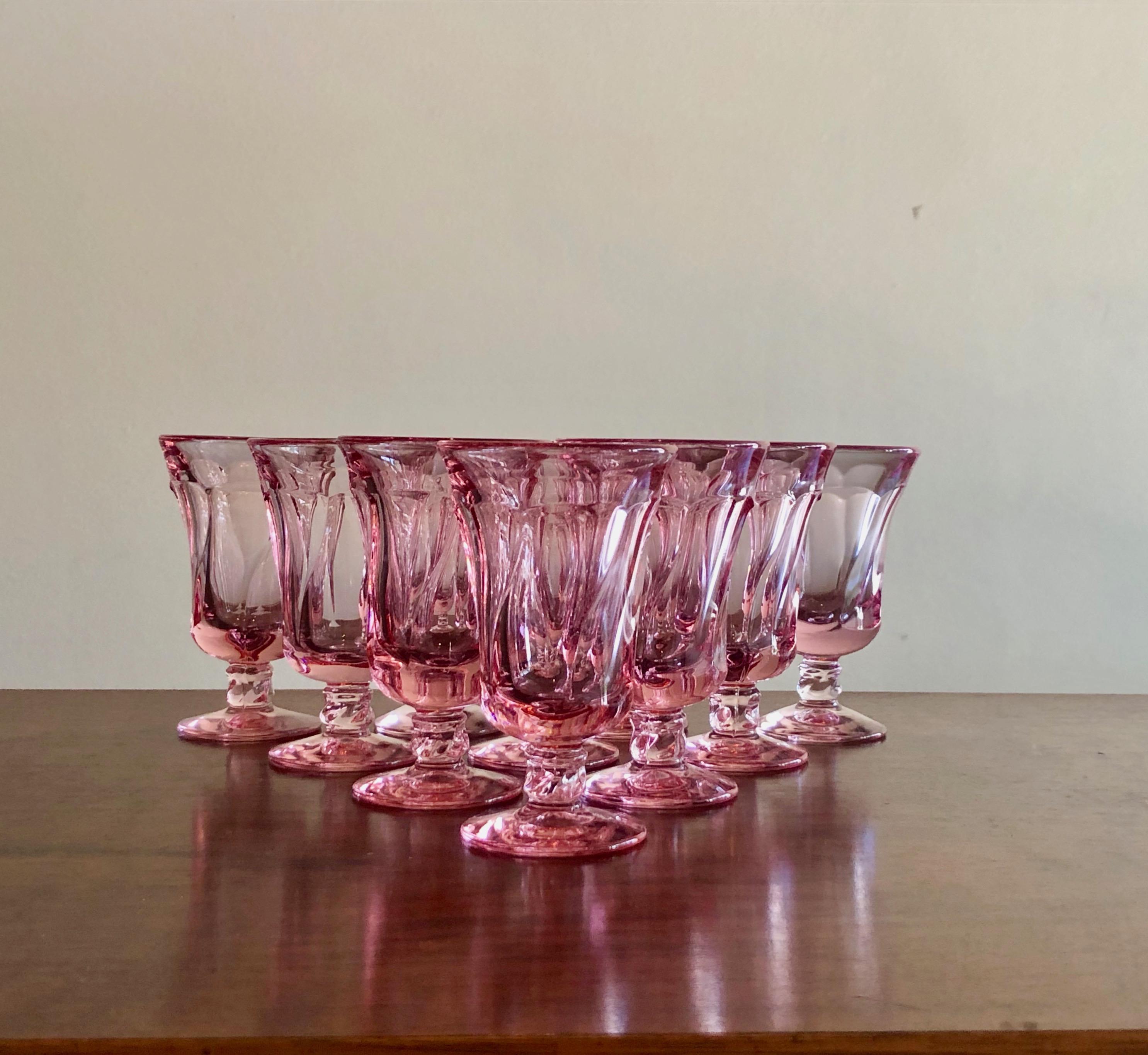 Mid-20th Century Set of 10 Pink Fostoria Juice Glasses