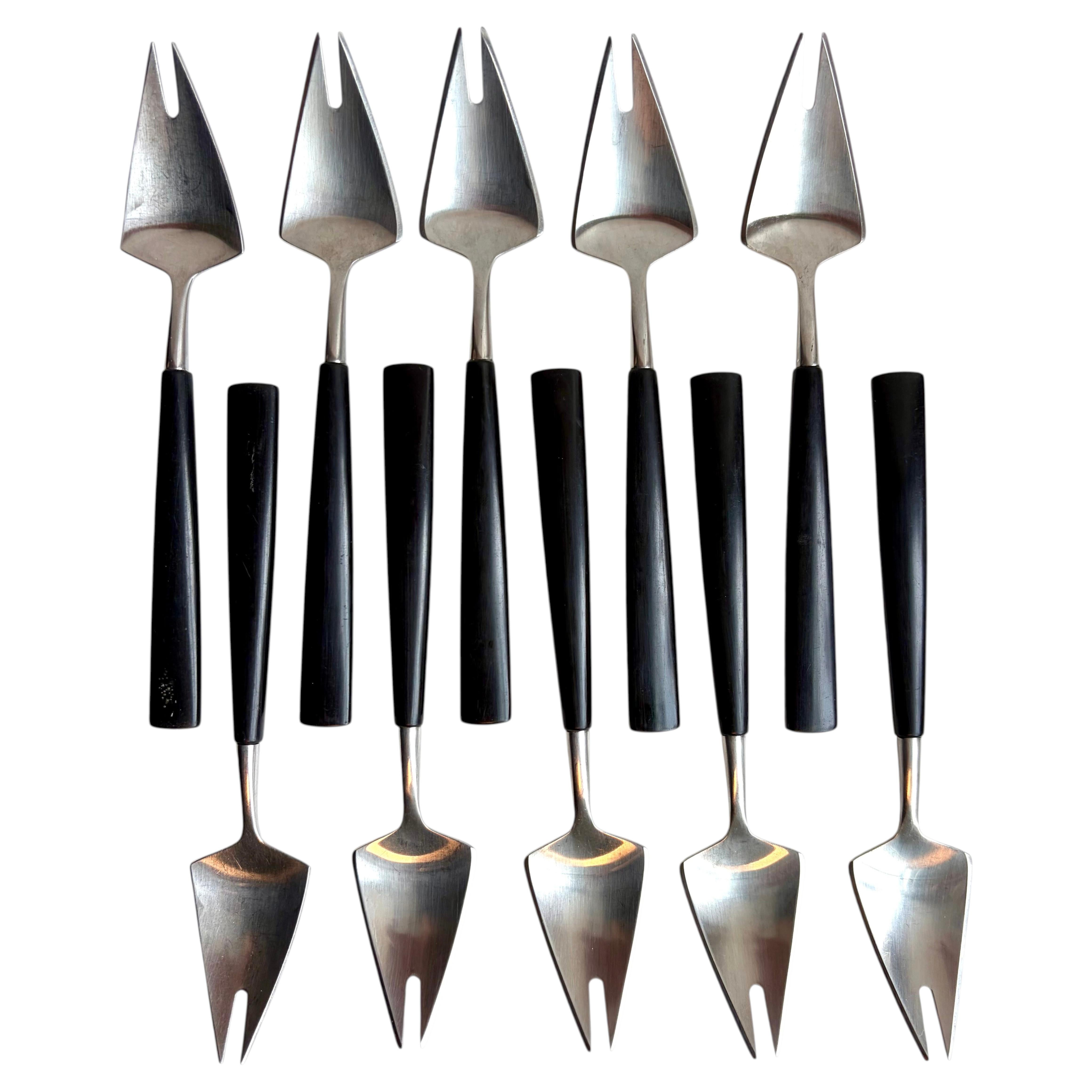 Set of ( 10 ) "Piruett" Cocktail Forks by P. Forssell for Gense, Sweden, 1955