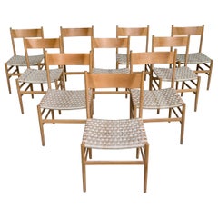 Set of 10 Plywood "Leggera" Chairs with Woven Seats, Italy, 1955