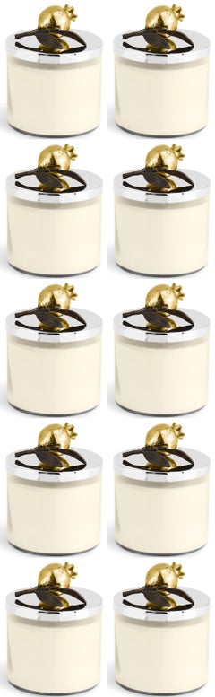 Set of 10 Pomegranate Handcrafted Metal And Gold-plated Scented Candles