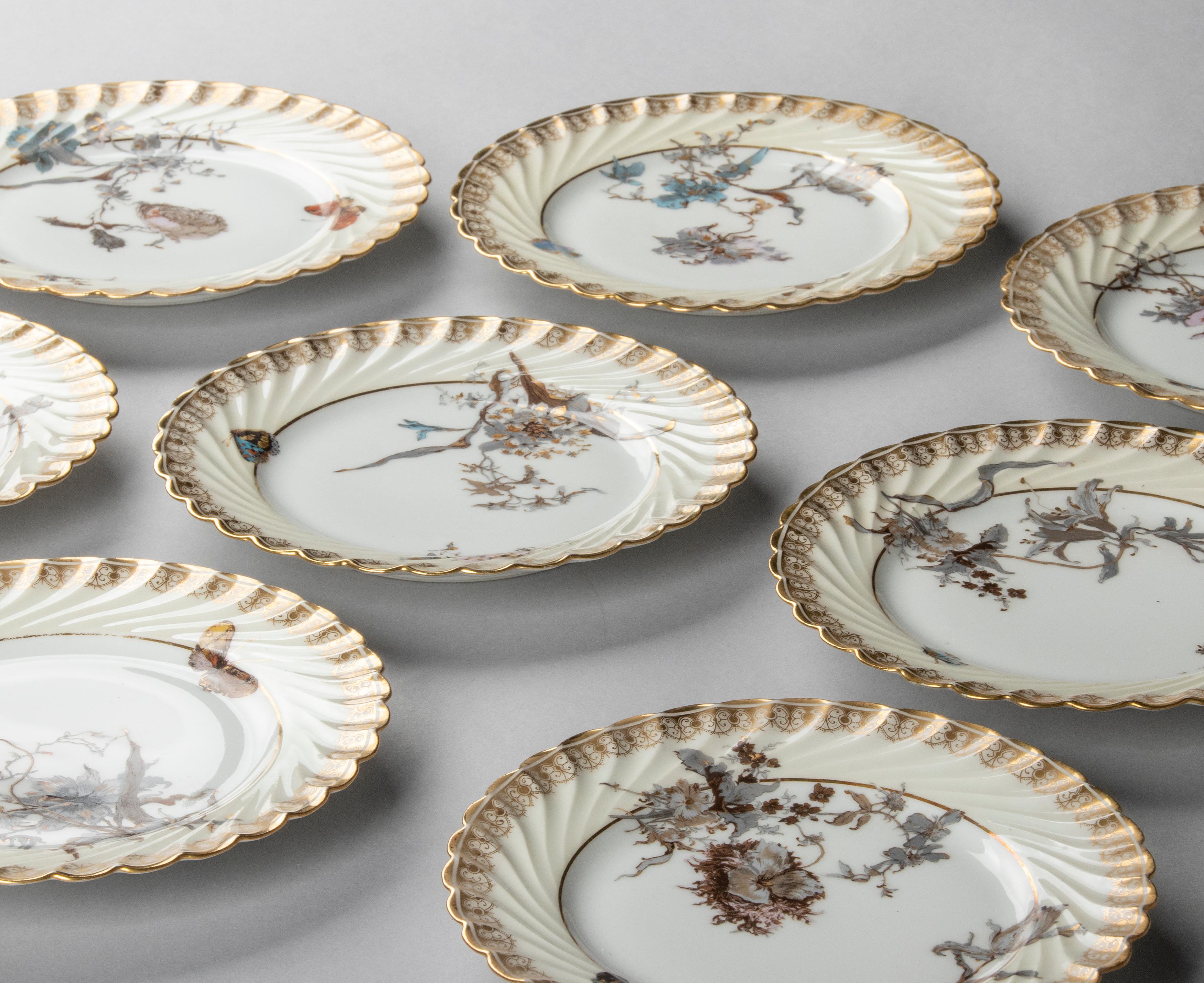 Set of 10 Porcelain Cakeplates Art Nouveau by Haviland Limoges For Sale 4