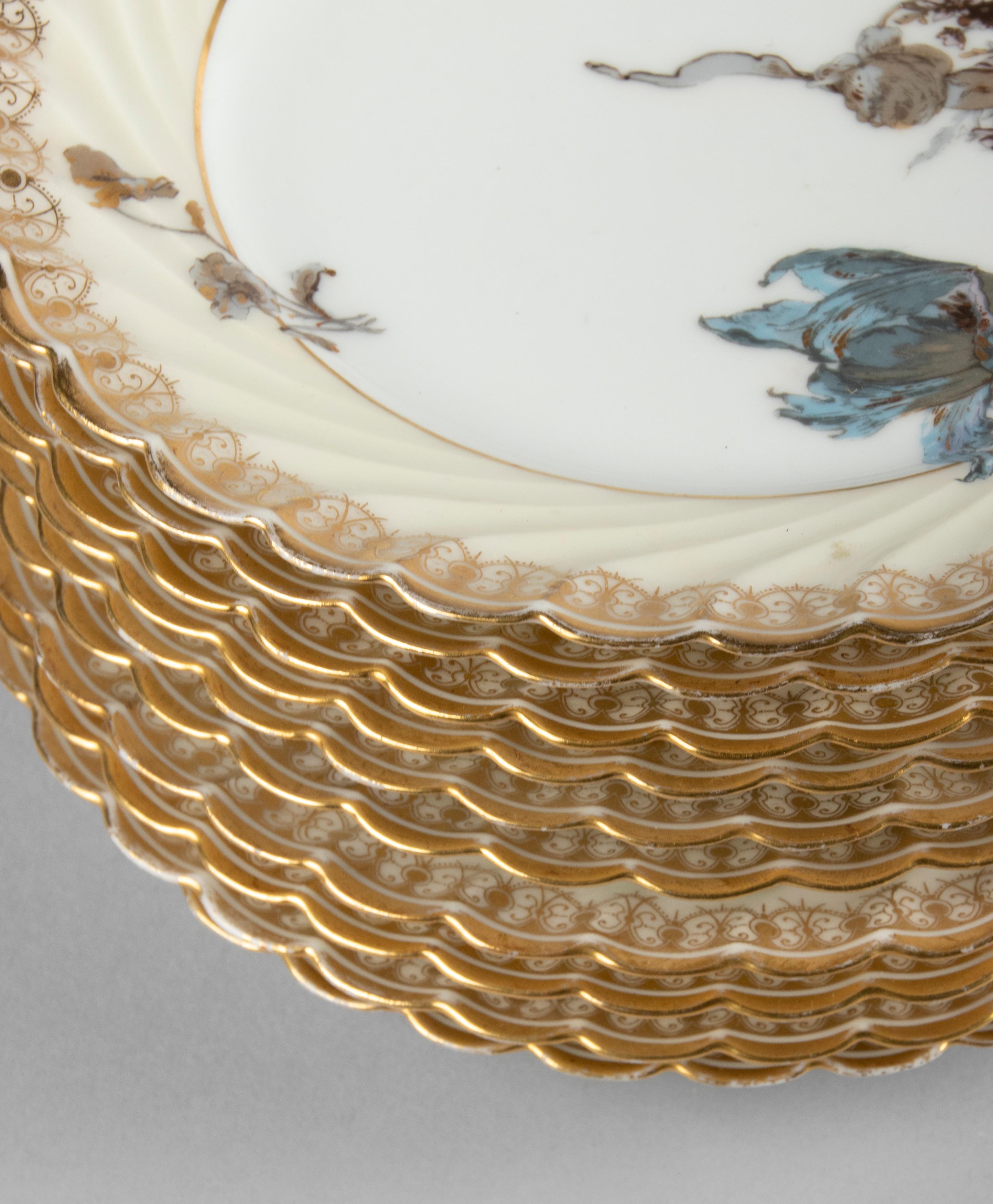 Set of 10 Porcelain Cakeplates Art Nouveau by Haviland Limoges For Sale 13