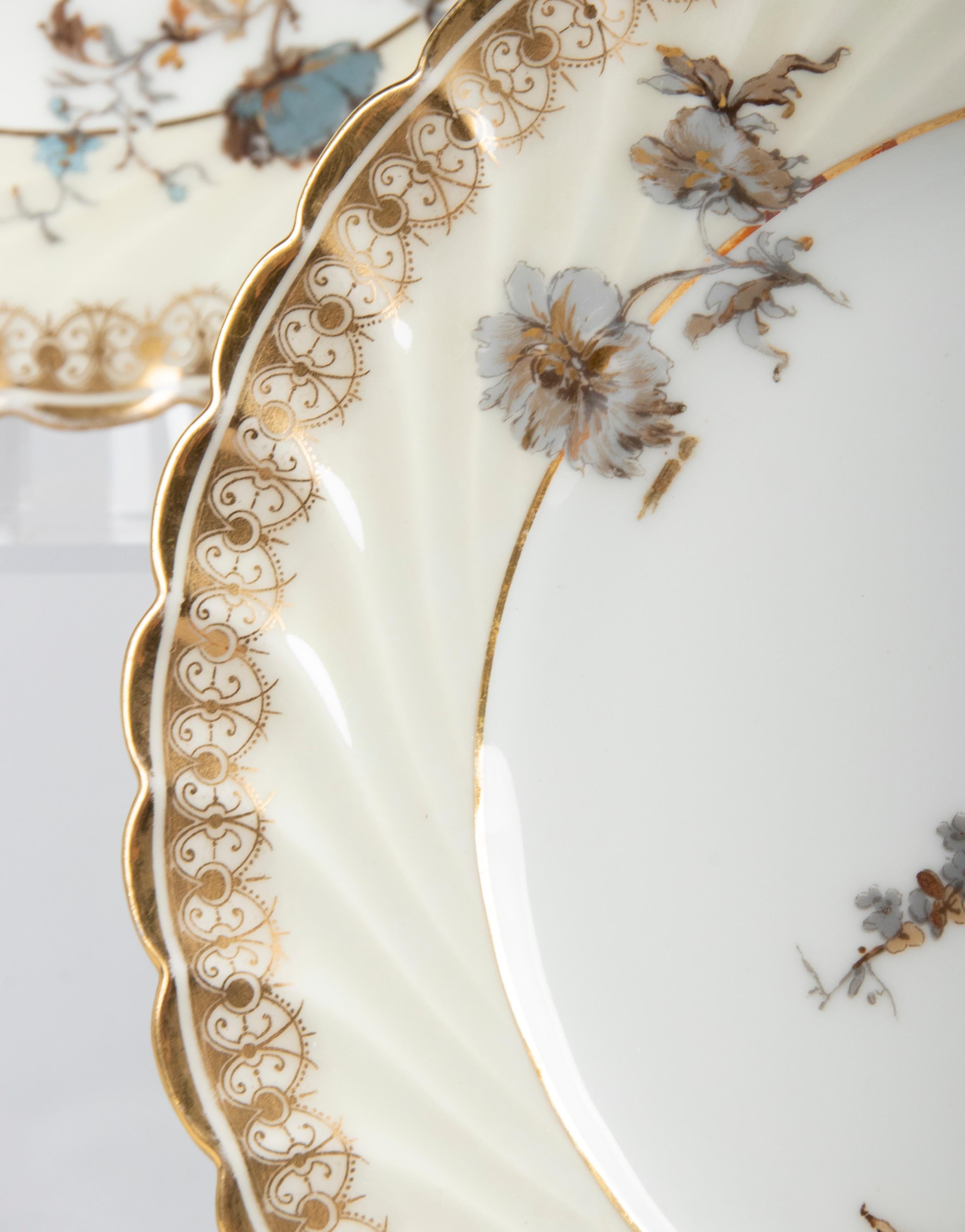 French Set of 10 Porcelain Cakeplates Art Nouveau by Haviland Limoges