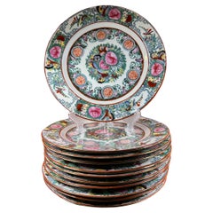 juego de 10 platos de porcelana china vajilla Guang Cai de los años 60