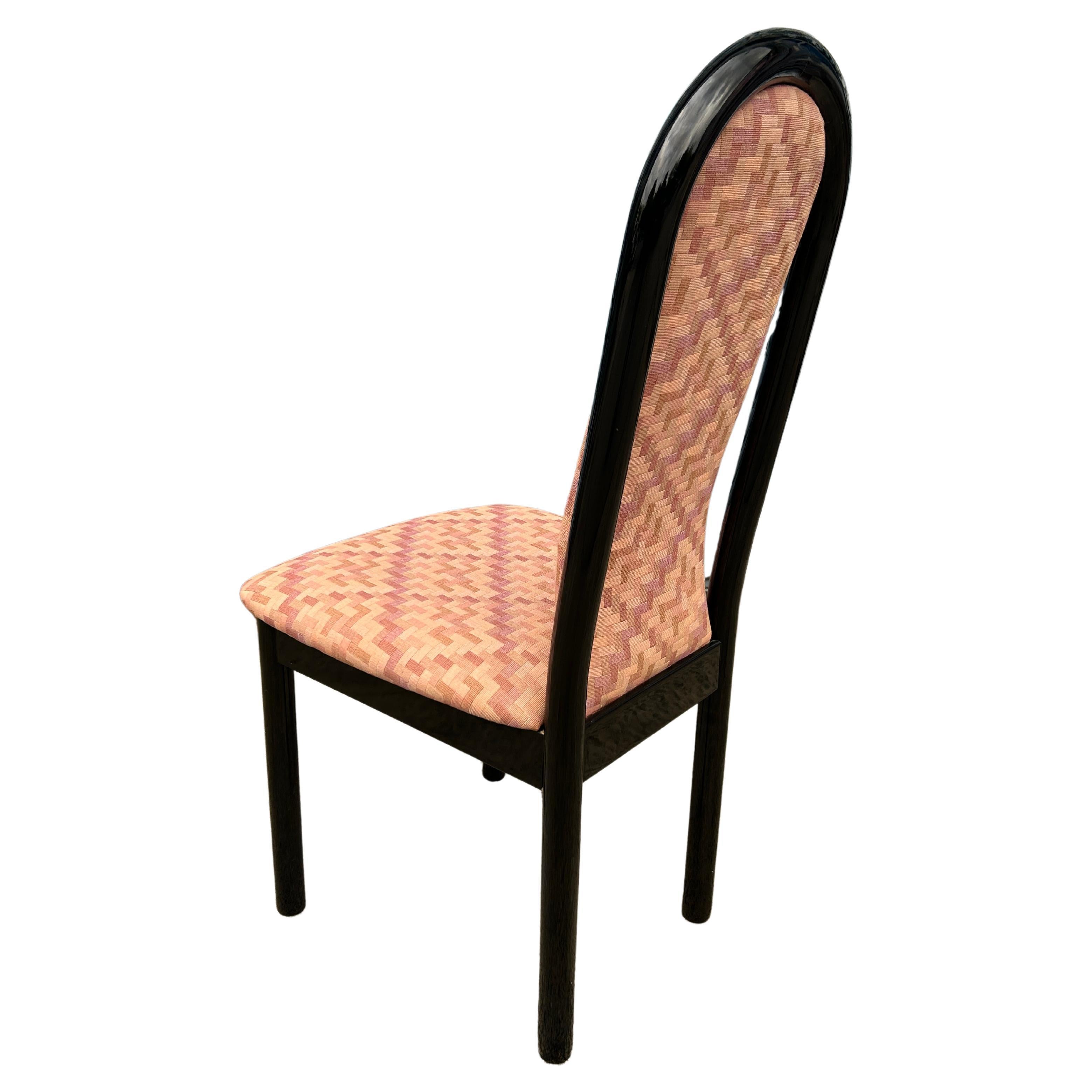 Post-Modern Set of 10 Post Modern Black Lacquer curved dining chairs Memphis Milano Style