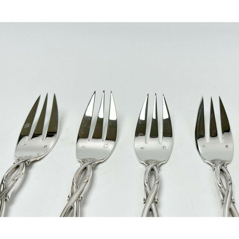 Set of 10 Puiforcat French Sterling Silver Fish Forks in Royal 3